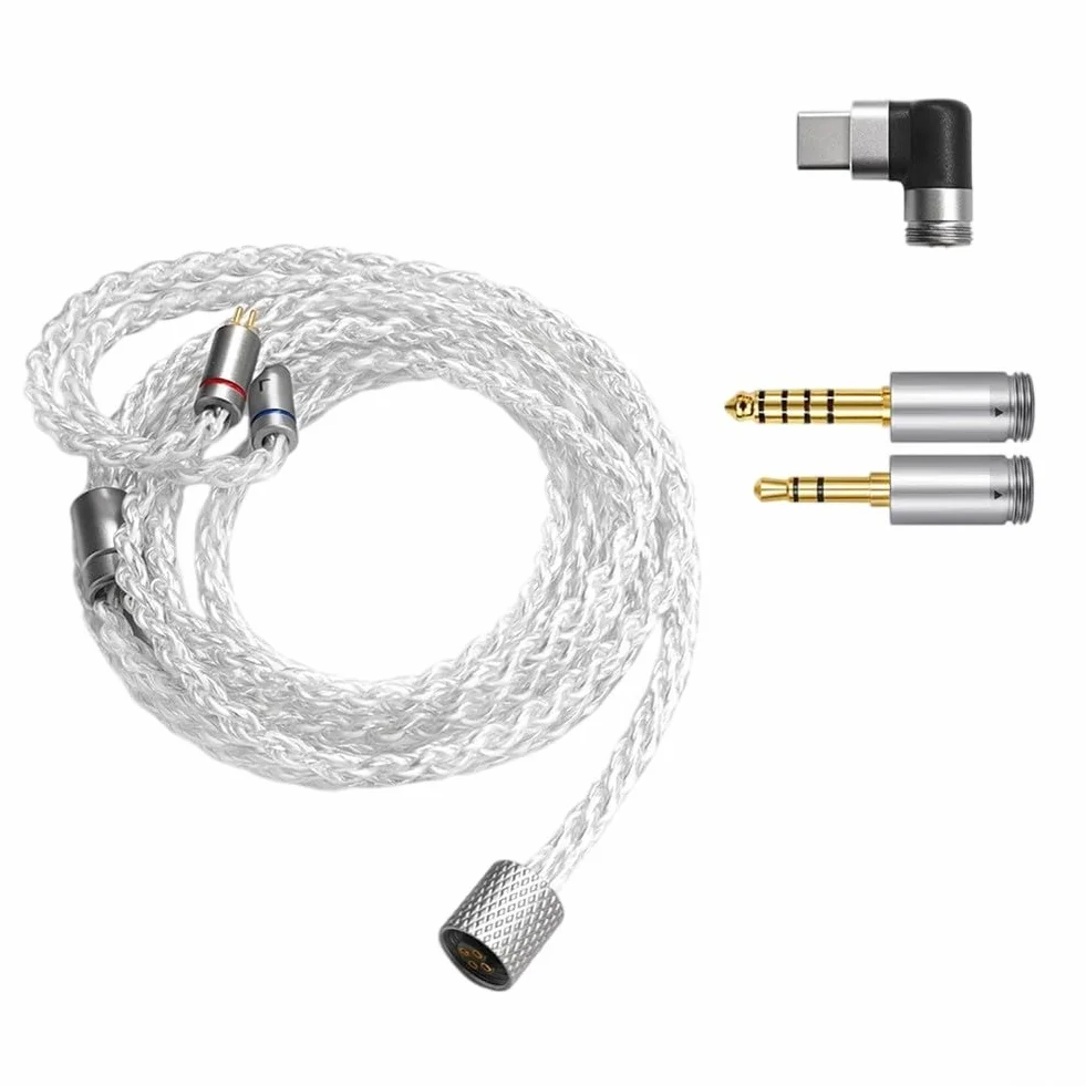 Kabel słuchawkowy 3 w 1 typu C do 3,5 mm i 4,4 mm, posrebrzany, miedziany, audiofilski, ulepszony do wzmacniacza 1,2 m (3 w 1)