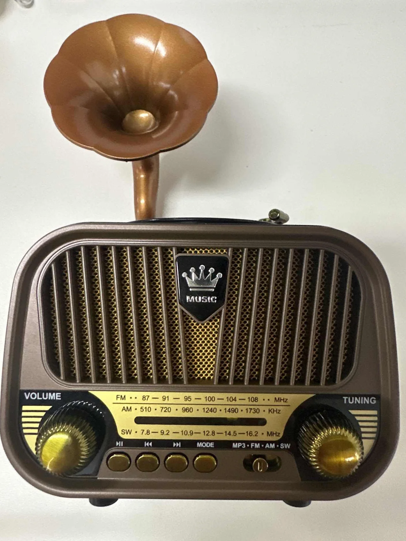 PRUNUS J-190 Vintage Radio Bluetooth 6.0 AM/FM/SW Akumulator 1800 mAh | Przenośne radio z akumulatorem 1800 mAh z głośnikiem 5 W, Bluetooth 6.0 i odtwarzaniem USB/TF/AUX do użytku domowego