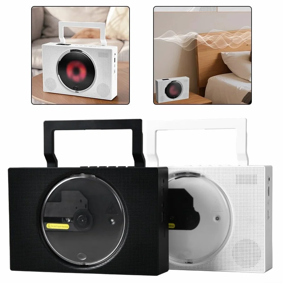 Przenośny odtwarzacz CD z Bluetooth – wielofunkcyjny domowy odtwarzacz muzyki CD, montowany na ścianie, odtwarzacz płyt CD do nauki, audiobooki, radio FM, odtwarzanie USB, pilot zdalnego sterowania