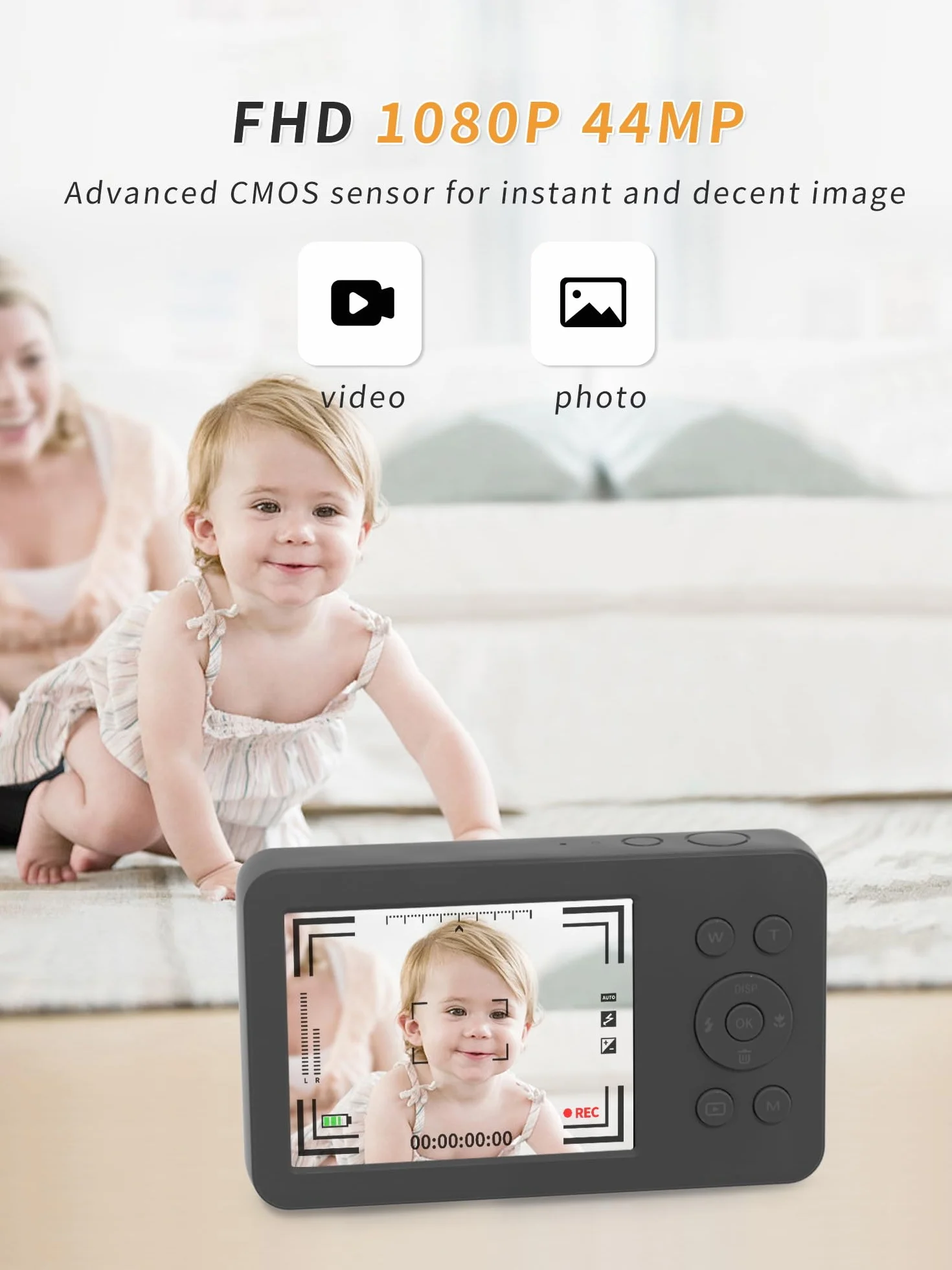 MUTRAIN Cyfrowa kamera punktowa i fotograficzna z lustrem, 1080p do ćwiczeń fotograficznych, czarny, X10, 32G