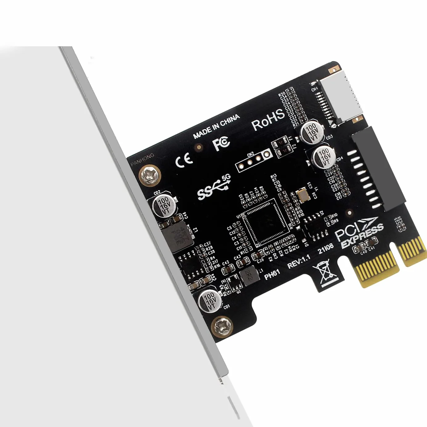 WANGCL Karta PCIE USB 3.0 typu c i port USB karty 5 Gb/s PCIE adapter USB do obudowy komputera rozszerzenie przedniego portu
