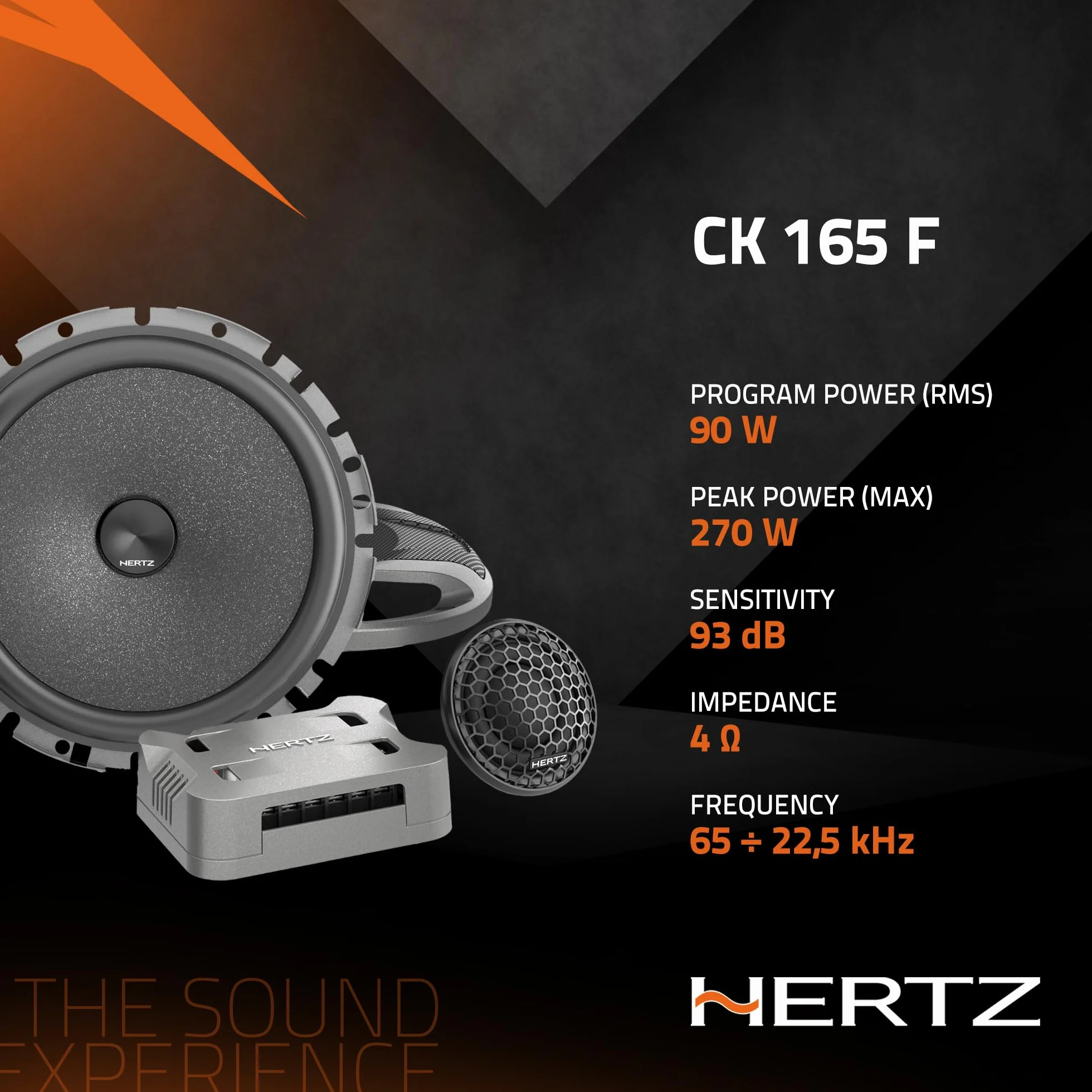 Hertz CK 165F – płaski system komponentowy 165 mm, 270 W, membrana niskoprofilowa do trudnych instalacji