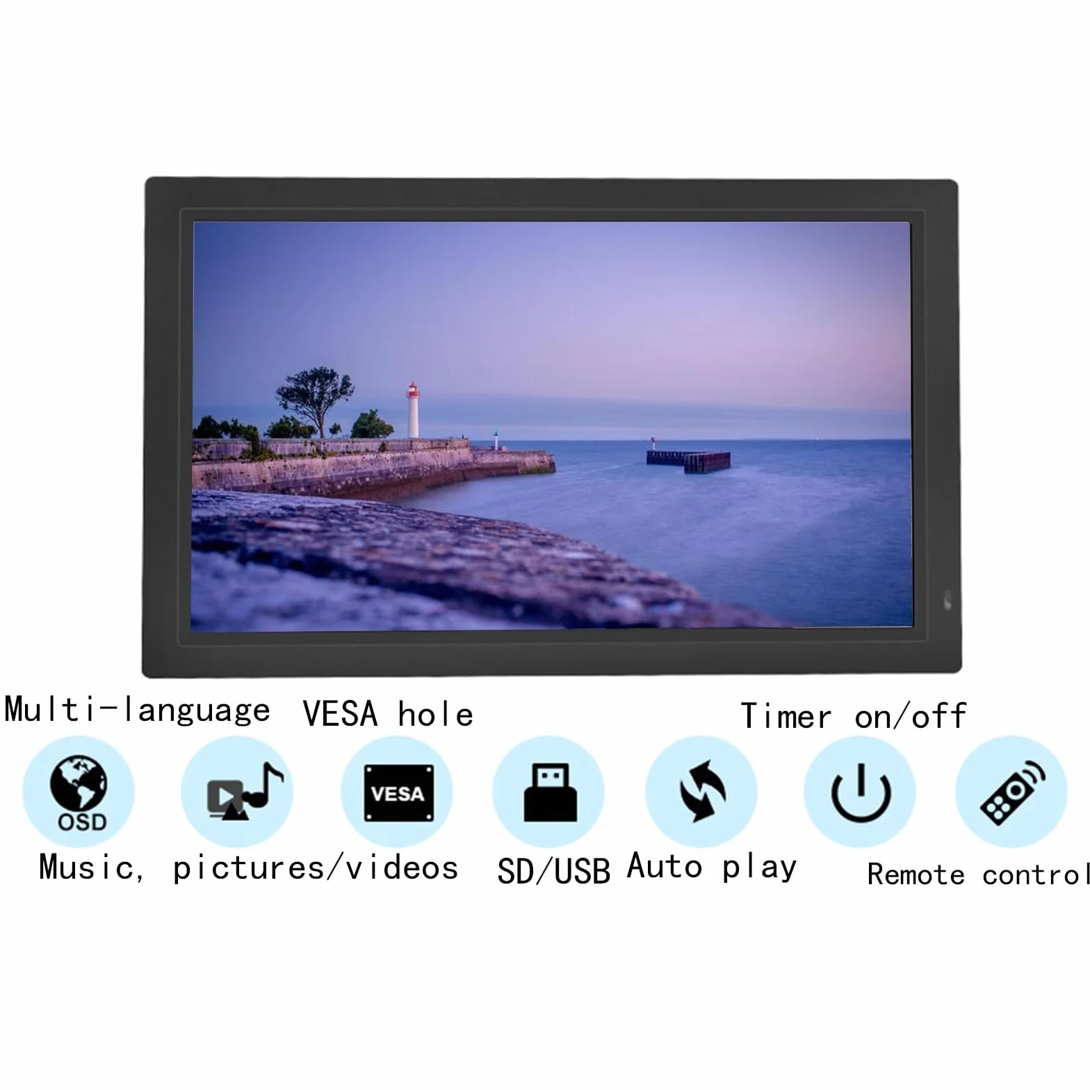 Cyfrowa ramka na zdjęcia, wyświetlacz IPS, ekran HD 1080P, naścienna maszyna reklamowa, łatwa konfiguracja