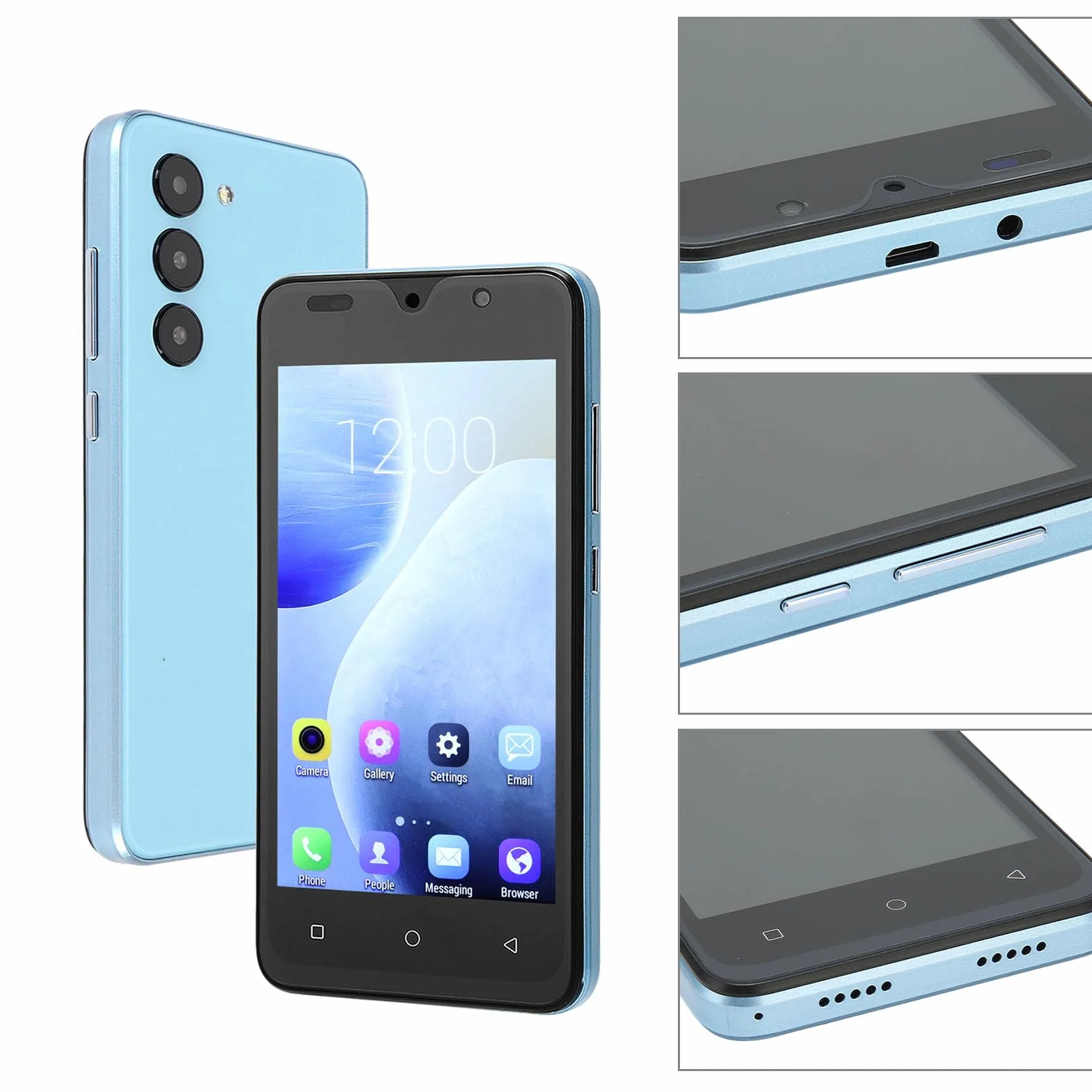 Odblokowany Telefon Komórkowy, 3800 MAh, 5,0-calowy Ekran HD, 100–240 V, Dual SIM, Podwójny Tryb Gotowości, Smartfon z Przodu 2 MP z Tyłu 5 MP do Codziennego Użytku (BLUE)