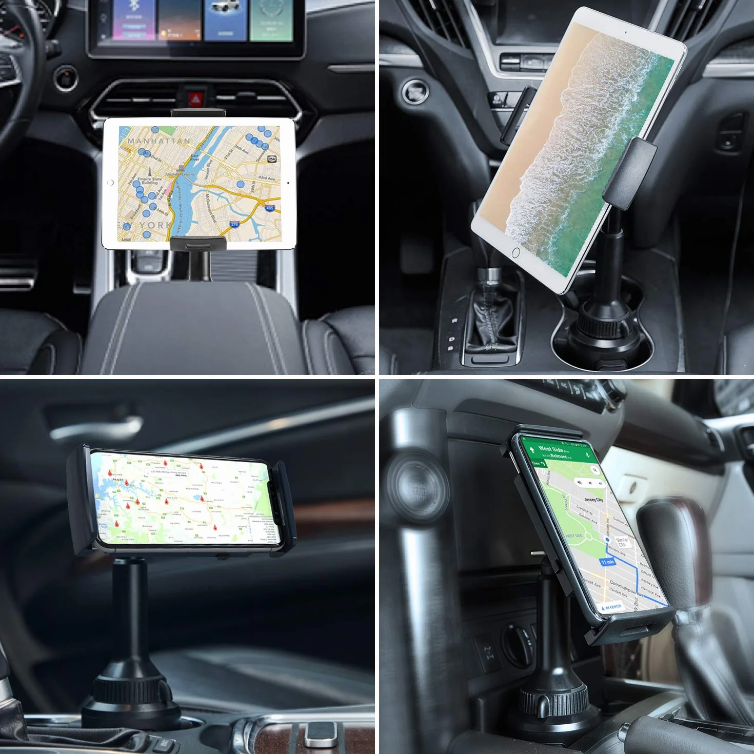APPS2Car Samochodowy uchwyt na telefon 2 w 1 regulowany kompatybilny z tabletami 4,3-11"