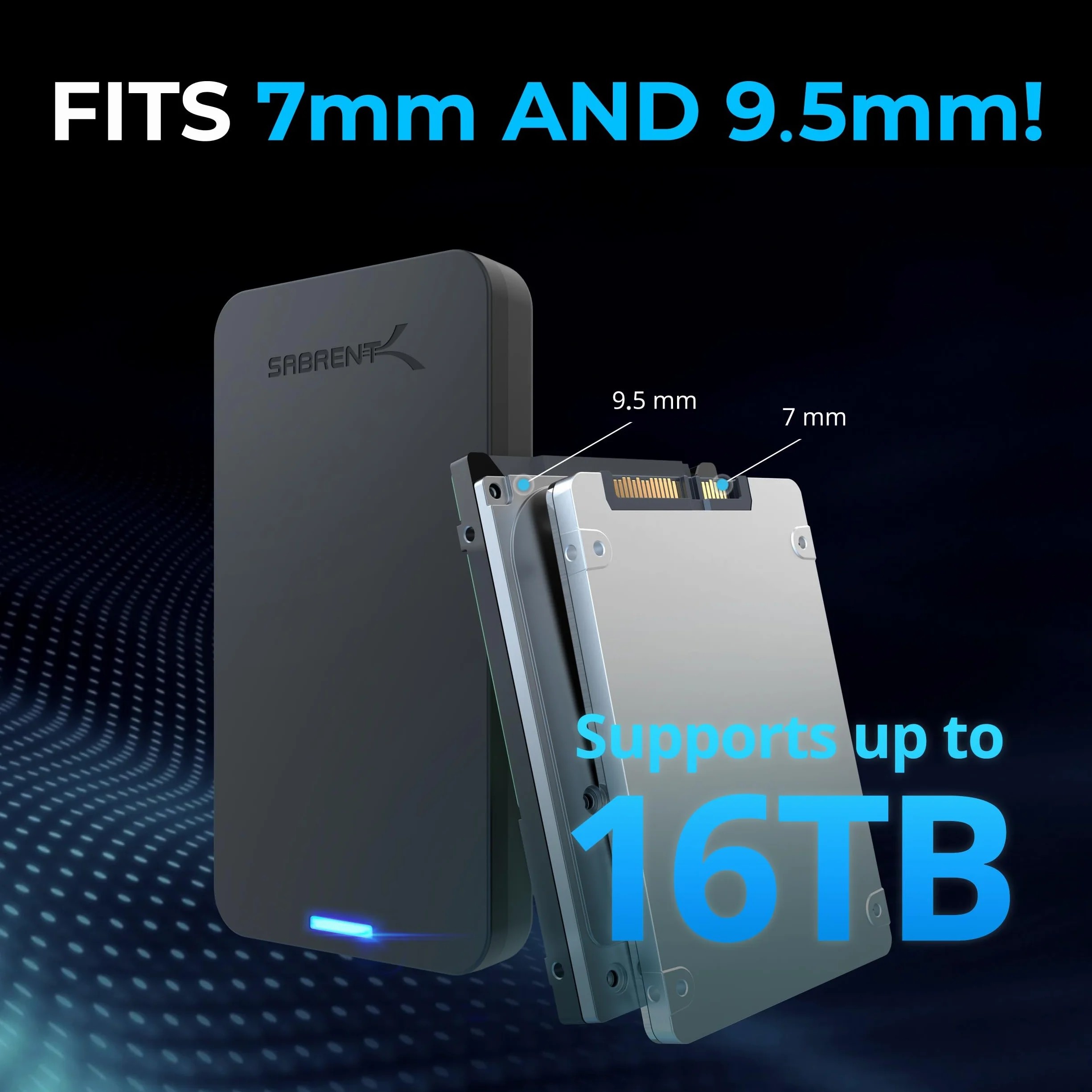SABRENT 2.5 cala SATA na USB 3.0 Gen 1 SSD/HDD Zewnętrzna obudowa dysku twardego, zewnętrzna obudowa dysku twardego, adapter dysku twardego 7 mm/9,5 mm, [Obsługa SATA I II III UASP] Czarny (EC-UASP)