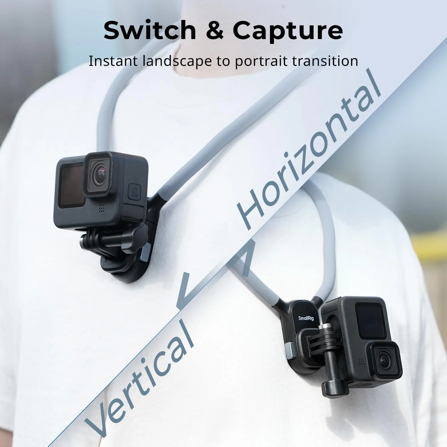 SMALLRIG Magnetyczny uchwyt na szyję do kamery sportowej, przycisk szybkiego zwalniania jednym kliknięciem i ergonomiczna, dla GoPro Hero 12/11/10/9, dla DJI Action 4/5, Ace Pro 2, 5126
