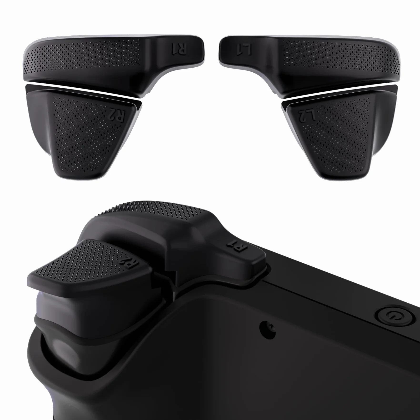 PlayVital LR INCREASER Trigger Stop Shoulder Buttons Extension do Steam Deck LCD,L1R1L2R2 Przycisk Wyzwalacza do Steam Deck OLED,Przedłużacze Zderzaka do Steam Deck-Czarny