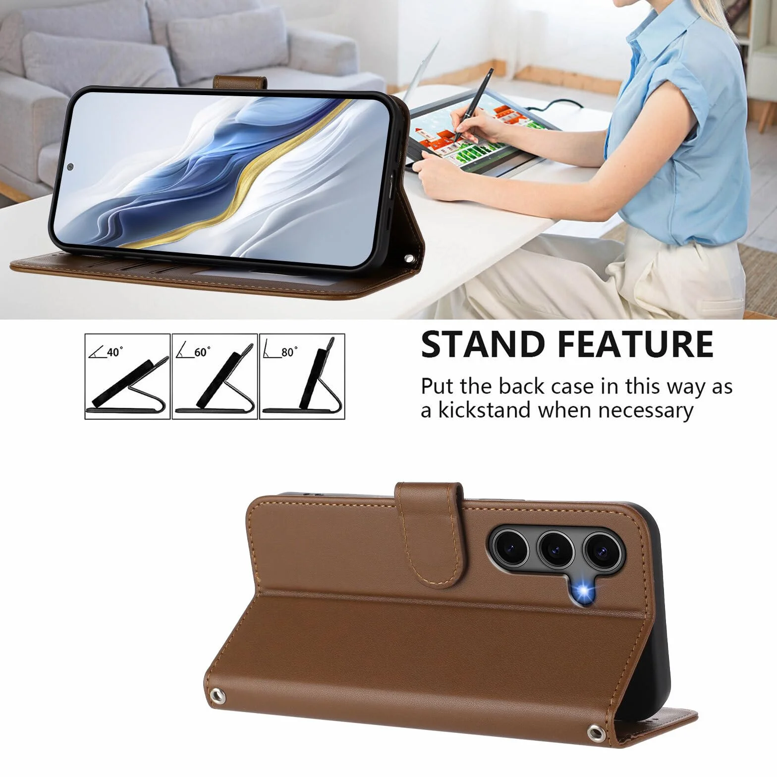 Generic etui kompatybilne z Samsung Galaxy S23 (kolor: czarny) skórzany portfel z klapką magnetyczne etui na tył karty