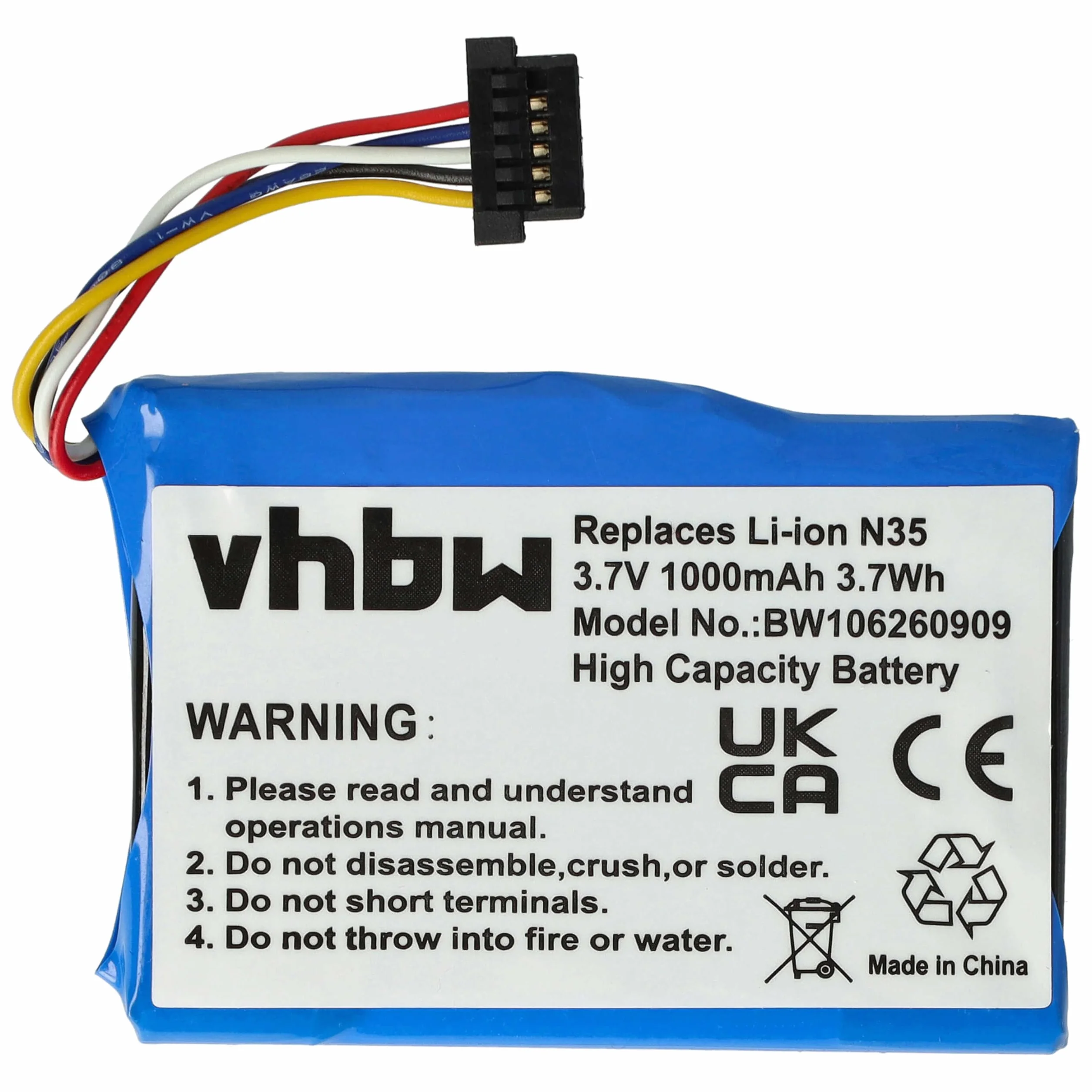 vhbw Zapasowa bateria kompatybilna z systemem nawigacji GPS Acer N35 Sat Nav (1000 mAh, 3,7 V, litowo-jonowa)