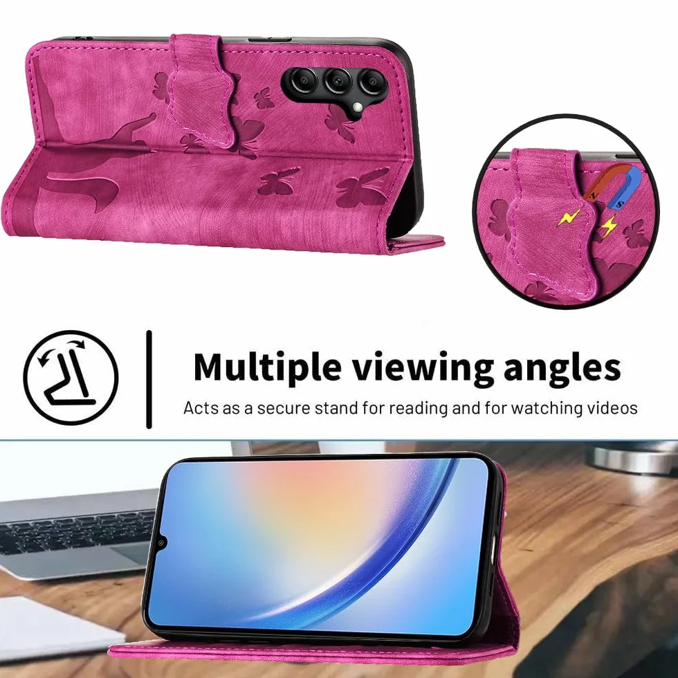 Etui Ochronne z Klapką Samsung Galaxy A34 5G 6,6 Cala Skórzane Różowe