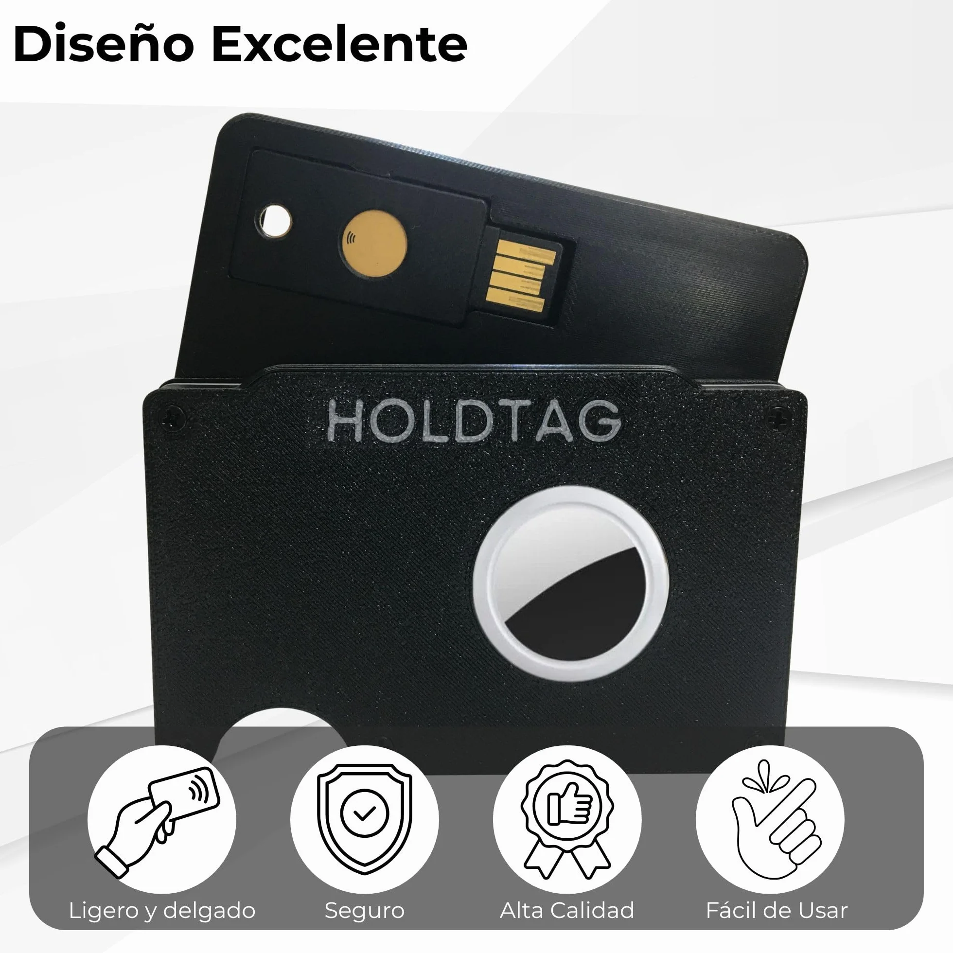 Stojak na karty do YubiKey 5 NFC i 5C NFC - Etui ochronne i uchwyt na karty z gniazdem zapobiegającym zgubieniu portfela, plecaka i etui na karty (klucz bezpieczeństwa nie wchodzi w zakres dostawy) (1