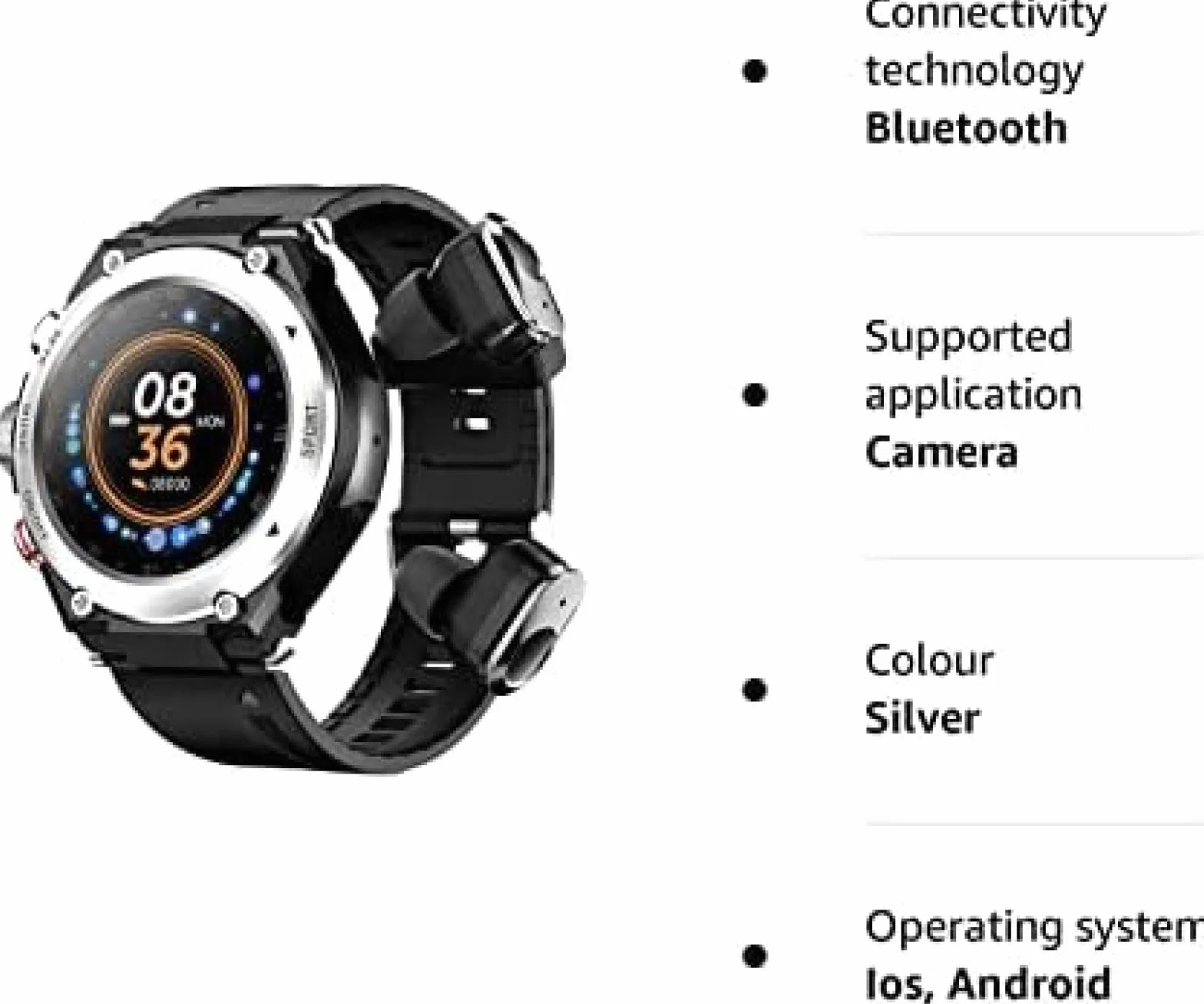 Inteligentny Zegarek 2 W 1 Z Wkładkami Dousznymi, Inteligentny Zegarek Z Wbudowanym Głośnikiem Dousznym Bluetooth, Zegarek Z Trackerem Fitness, Głośnik, Nagrywanie, Termometr Do Ciała,Srebro,Const