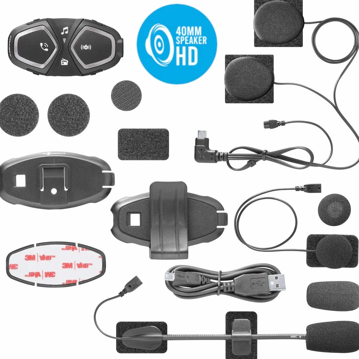 INTERPHONE CONNECT HD jeden domofon kask motocyklowy słuchawki stereo o wysokiej wierności 40 mm, do użytku pilota, odległość 300 m, czas pracy 12 godzin, radio, GPS, TFT, wodoszczelność IPX67