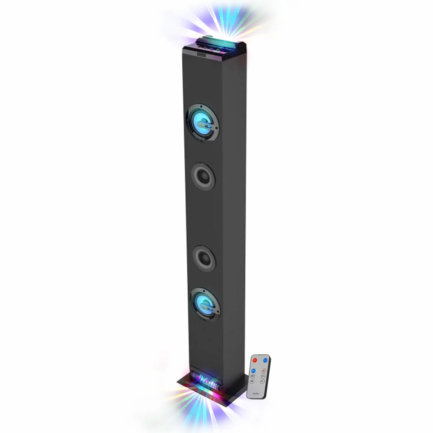 INOVALLEY Wieża dźwiękowa HP58BTH - Światło LED Multi-Rayon, Bluetooth, Radio FM, AUX - 4X 15W, pilot zdalnego sterowania