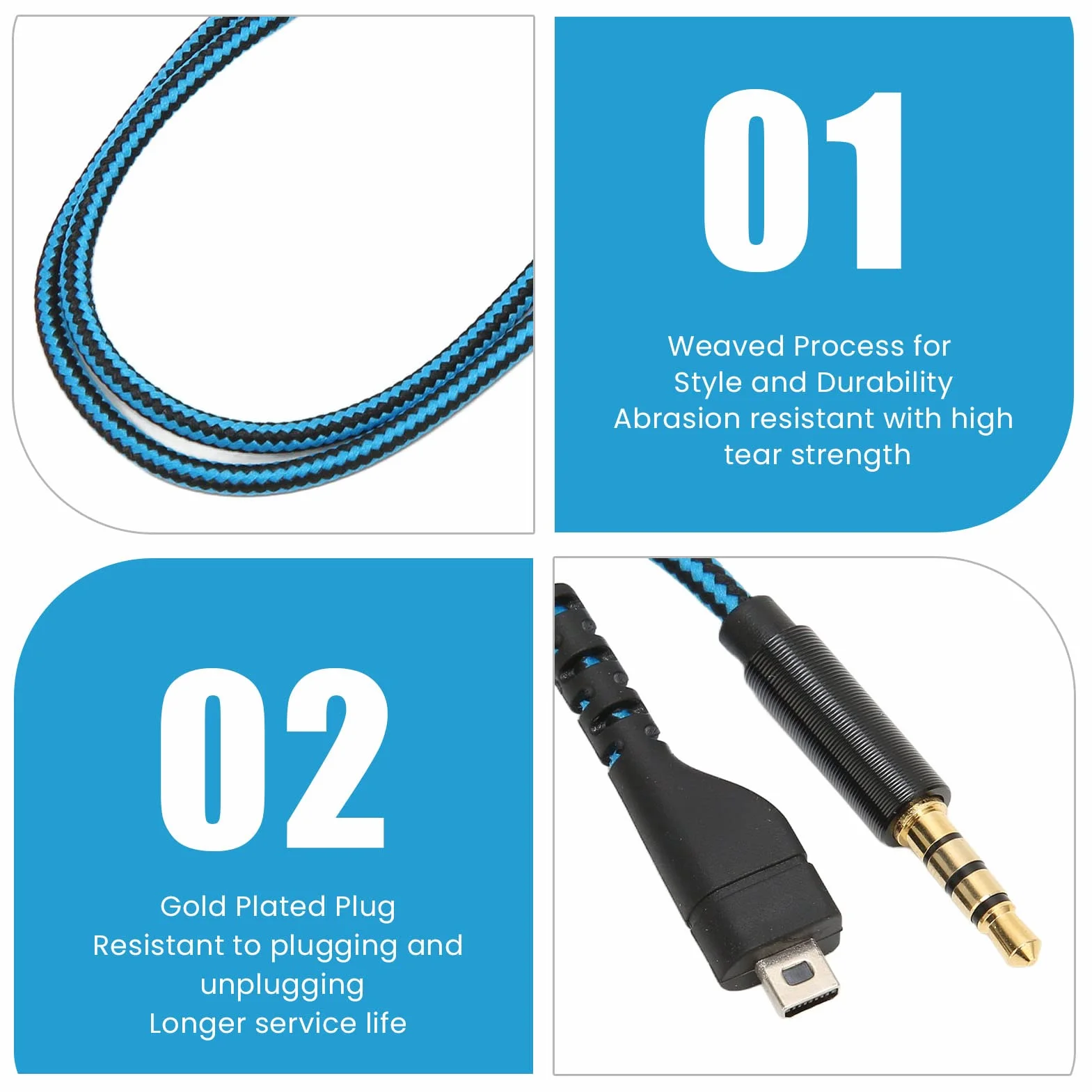 Kabel Audio Słuchawek, Wymienny Kabel Audio Słuchawek z Kablem Adaptera Y, Kabel AUX w Oplocie Miedzianym OFC dla 3/5/7/Pro