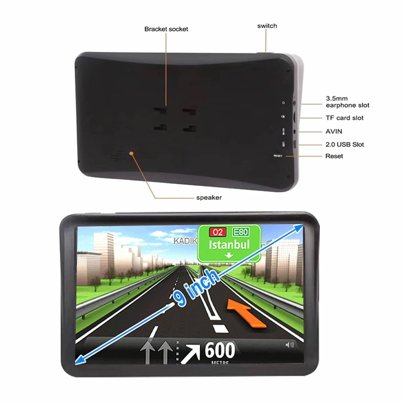 Nawigacja GPS dla samochodów ciężarowych RV, 9-calowy Capactywny ekran dotykowy Ciężarówka GPS Navigator 1g 16g. Z pełnym UE. Mapa Łatwy w użyciu
