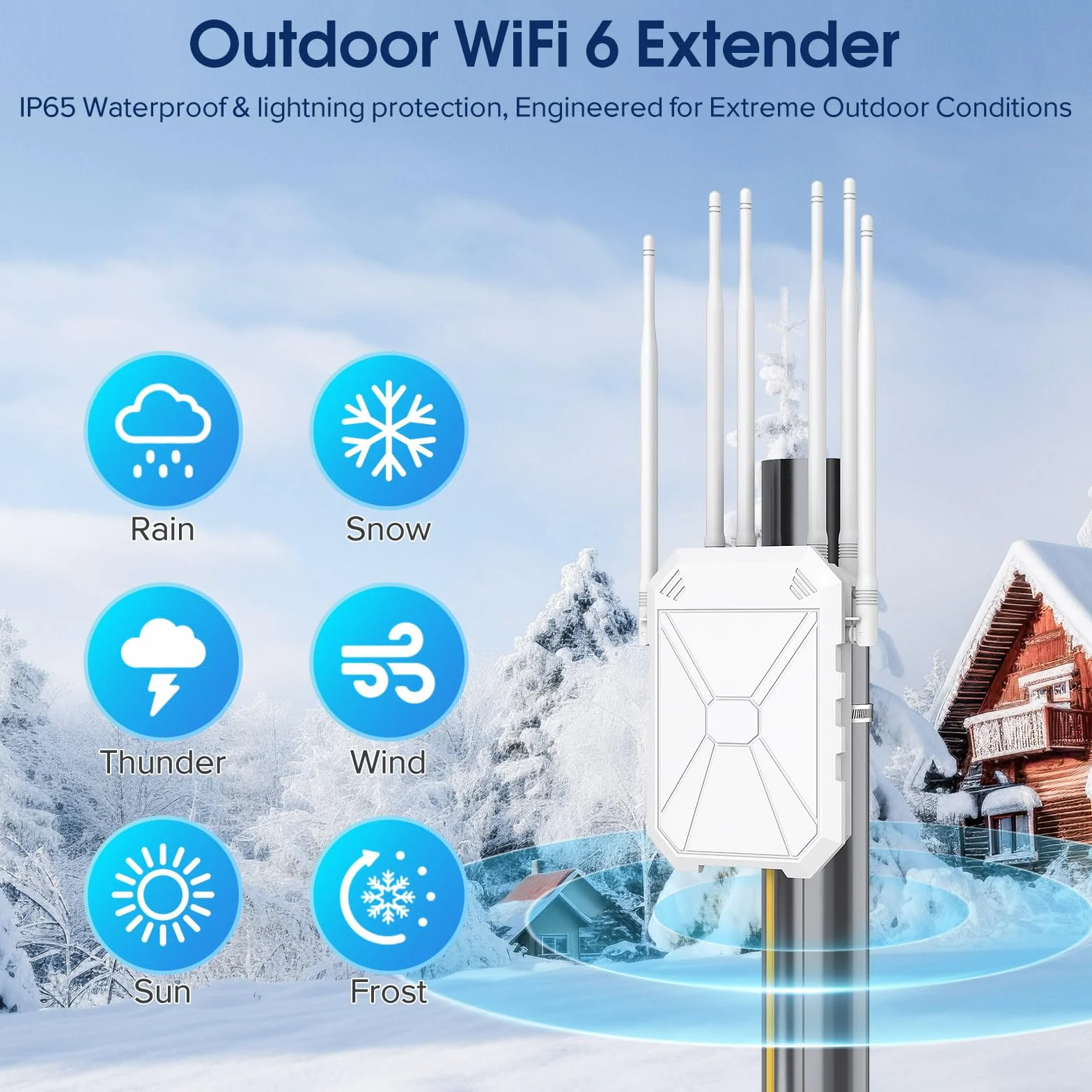 AX1800 Wzmacniacz WiFi 6 zewnętrzny, odporny na warunki atmosferyczne IP67, pasywny PoE, odpowiedni do użytku na podwórku