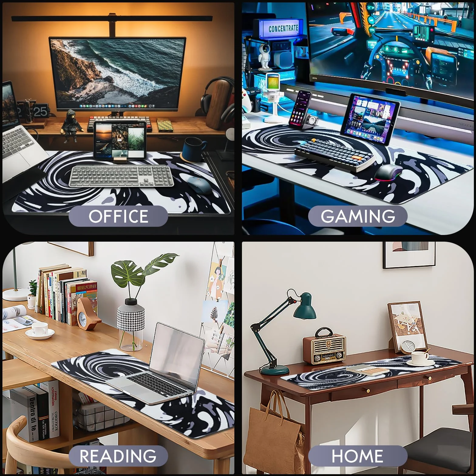 EFISH Podkładka pod mysz XXL Speed Gaming XXL 800 x 300 mm, duża szyta podkładka pod mysz, wodoodporna i antypoślizgowa, do PC, MacBooka, laptopa - poprawia precyzję i szybkość (mauspad A12)