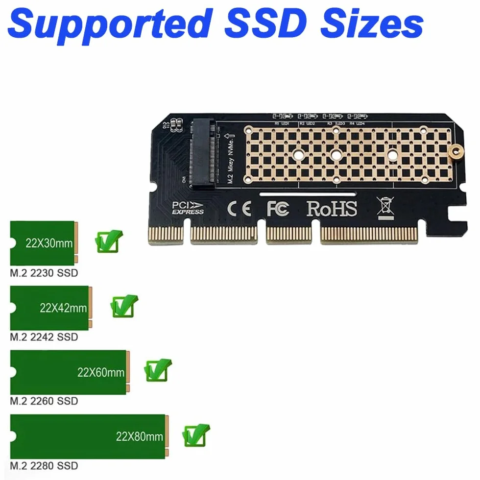 M.2 NVMe na PCIe 4.0 X16/X8/X4 karta adaptera do M.2 NVMe SSD, z aluminiowym radiatorem M.2, obsługuje 2230, 2242, 2260, 2280 Solid State Drives (2 sztuki)