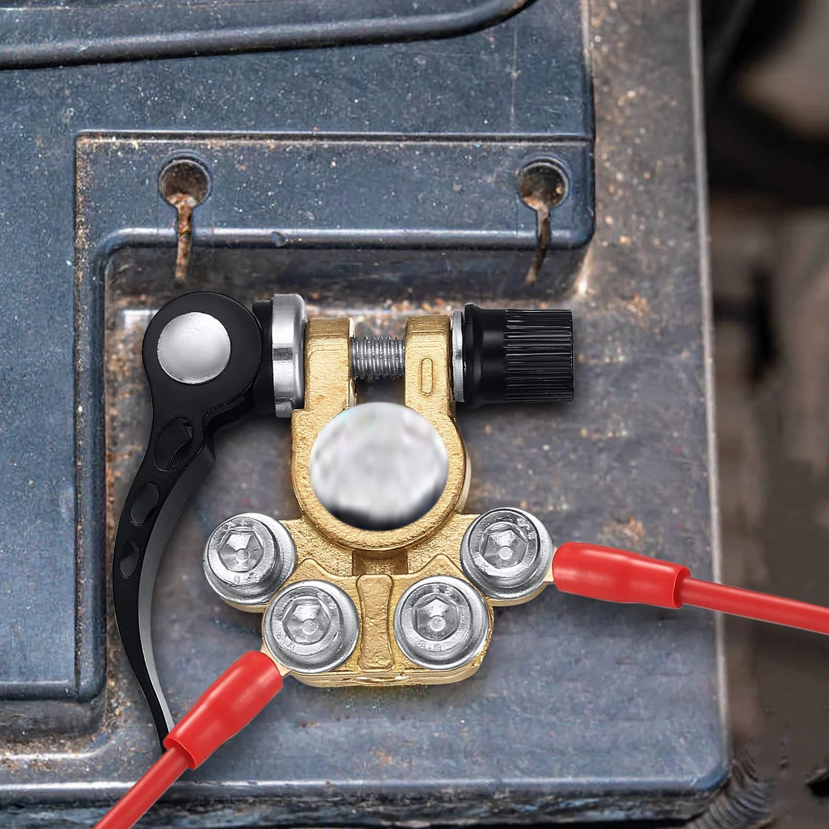 2 x zacisk akumulatora 4-drożny 12 V/24 V złącze dodatnie i ujemne do akumulatora do samochodów osobowych, ciężarowych, autobusów, przyczep kempingowych, kamperów (śruba sześciokątna)
