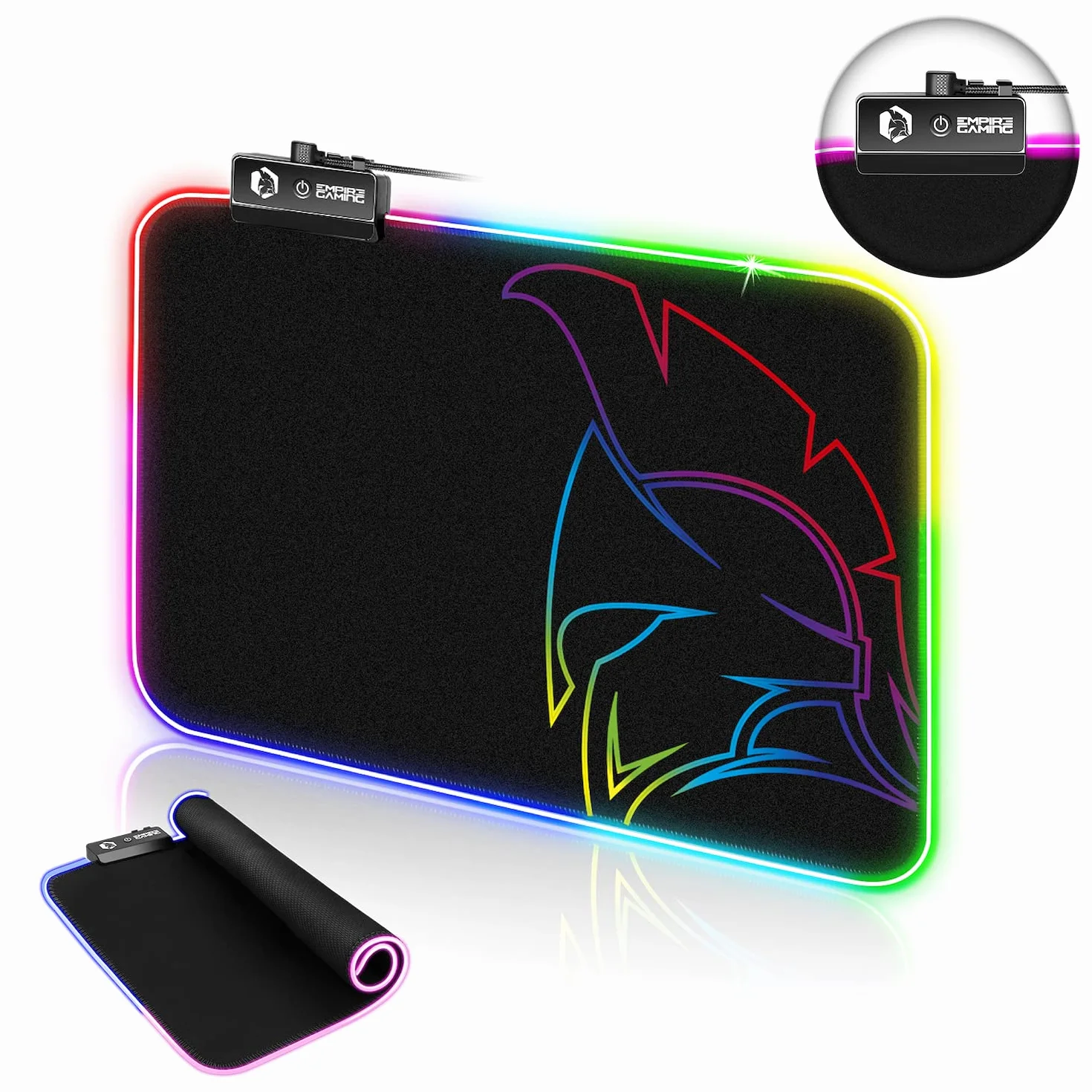 EMPIRE GAMING Dark Rainbow RGB Podkładka pod mysz - 12 trybów oświetlenia LED - Podkładka pod mysz z jasnym podświetleniem - wodoodporna i antypoślizgowa guma - Do gier na PC, MAC i laptopa - 300 x