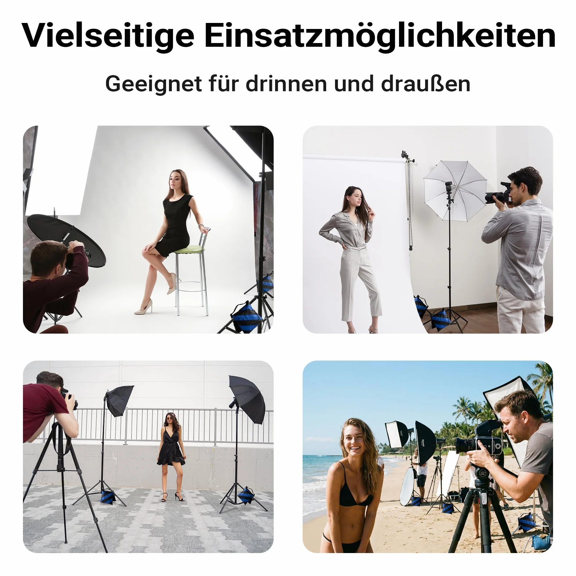 Walimex pro Zestaw statywu oświetleniowego WT-806 + worek z piaskiem, statyw fotograficzny o wysokości do 256 cm z amortyzacją sprężynową i workiem na obciążenie, który można napełnić