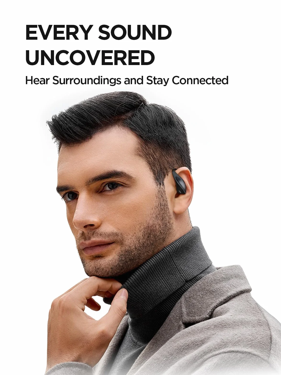 1MORE S70 Open Ear słuchawki Bluetooth 5.3, bezprzewodowe słuchawki douszne z 4 mikrofonami, więcej basów, akumulator 40 h, szybkie ładowanie, pałąk Balance AIR+, IPX5, redukcja szumów połączeń,