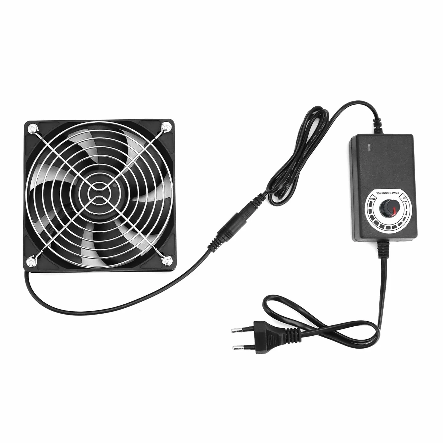 QWORK Wentylator skrzynkowy 120 mm z regulacją prędkości, bezszczotkowy wentylator PC 12 V do komputerów, laptopów, telewizorów i innych
