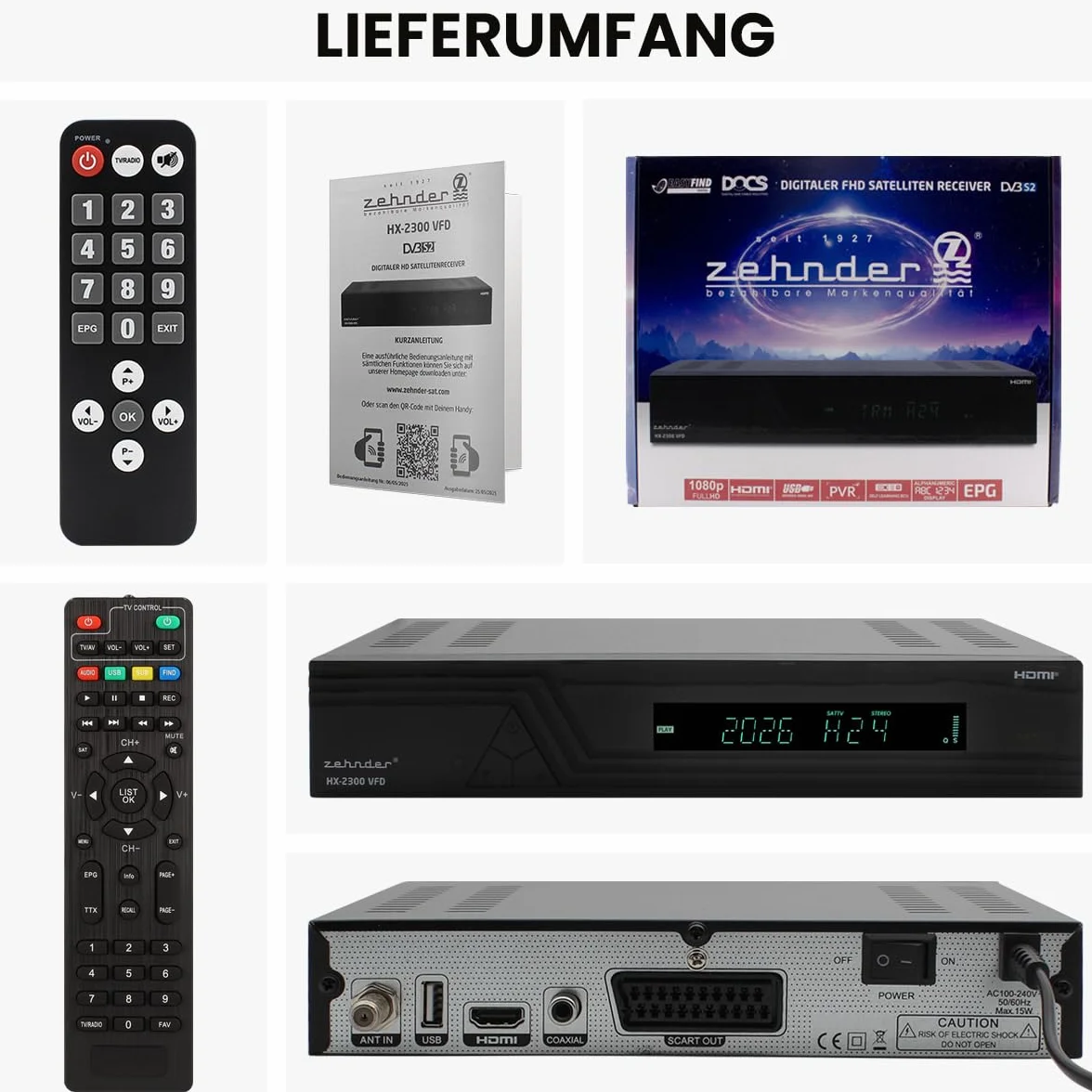 [ Test bardzo dobry, Note 1.3 *] Odbiornik satelitarny 1.3 1 x 100 VFD + pilot zdalnego sterowania dla seniorów, z funkcją nagrywania, obsługuje Full HD, cyfrowy odbiornik satelitarny do anteny