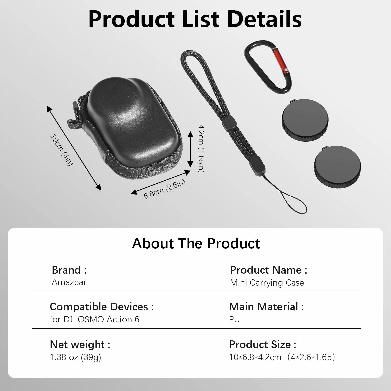 AMAZEAR Etui przenośne na akcesoria DJI OSMO Action 6, Czarny, Small - for Single Camera, Pojedynczy