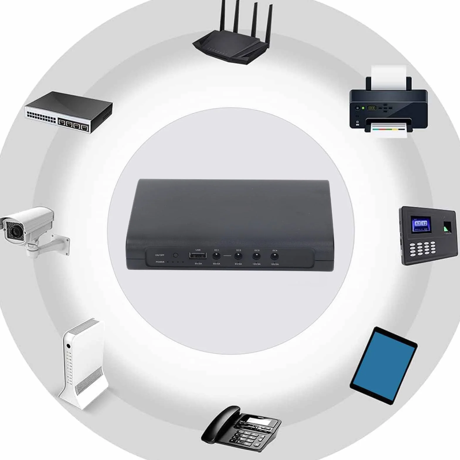 Mini Zasilacz Awaryjny UPS Zasilanie Bateryjne z Portem 5 V 9 V 12 V DC i Portem USB Zasilacz UPS 15000 MAh do Routerów Smartfony Modemy (Spacnanampnahf3cgi-12)