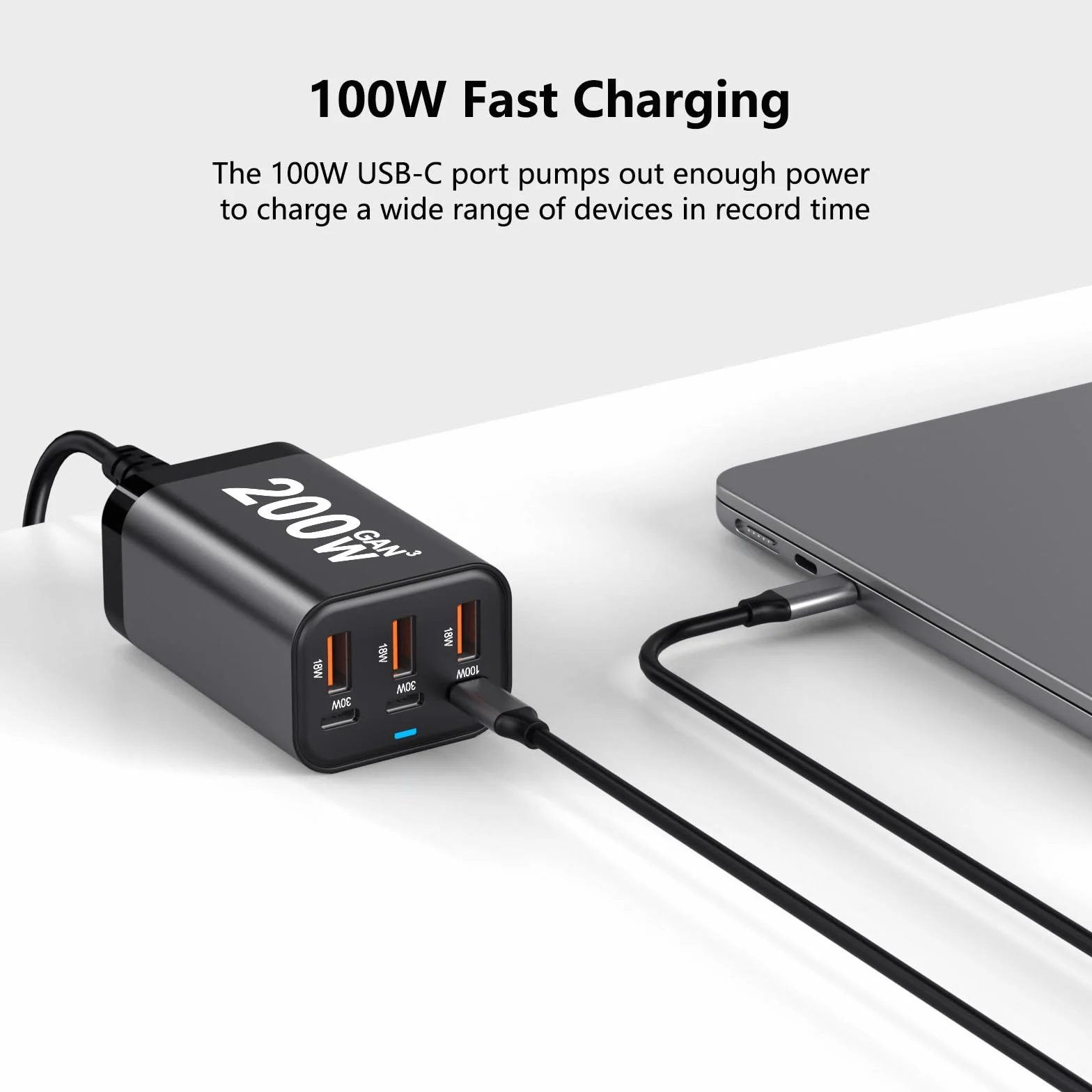 USB C Charger Block 200W 6 Port GaN Fast Charging Station Hub for Laptop, iPad, iPhone 17 Pro Max Fast Charger Pixel DELL MacBook Pro/Air Galaxy S25 Steam Deck USB C 100W Adapter for Android