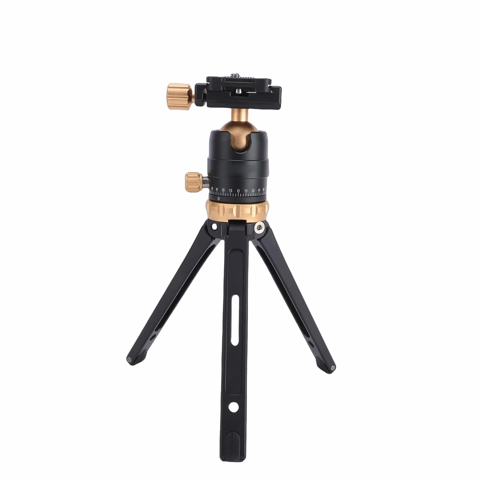 Jiawu Mini Statyw, Statyw Stacjonarny z regulacją Wysokości i płytką Szybkiego Uwalniania z głowicą kulową 360° do Vlogowania z kamerą sportową DSLR (GOLD)