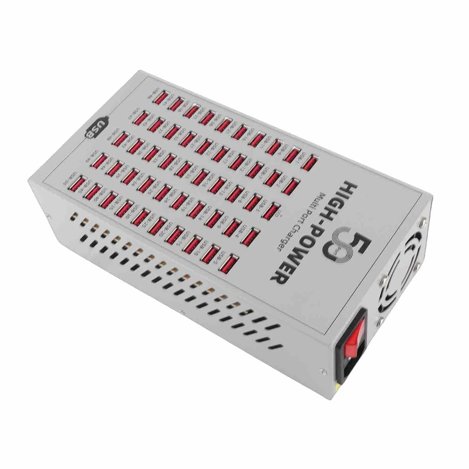 50-portowa Stacja ładująca USB Wydajne i Szybkie ładowanie Wielu urządzeń w Domu/biurze Metalowa Obudowa Lekka Konstrukcja (Wtyczka UE 220-250 V)