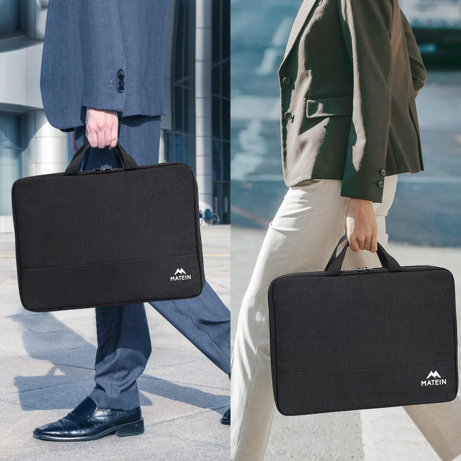 MATEIN Etui na laptopa, wodoszczelna torba na laptopa, etui ochronne z uchwytem, etui na laptopa, 17,3 cala, czarny