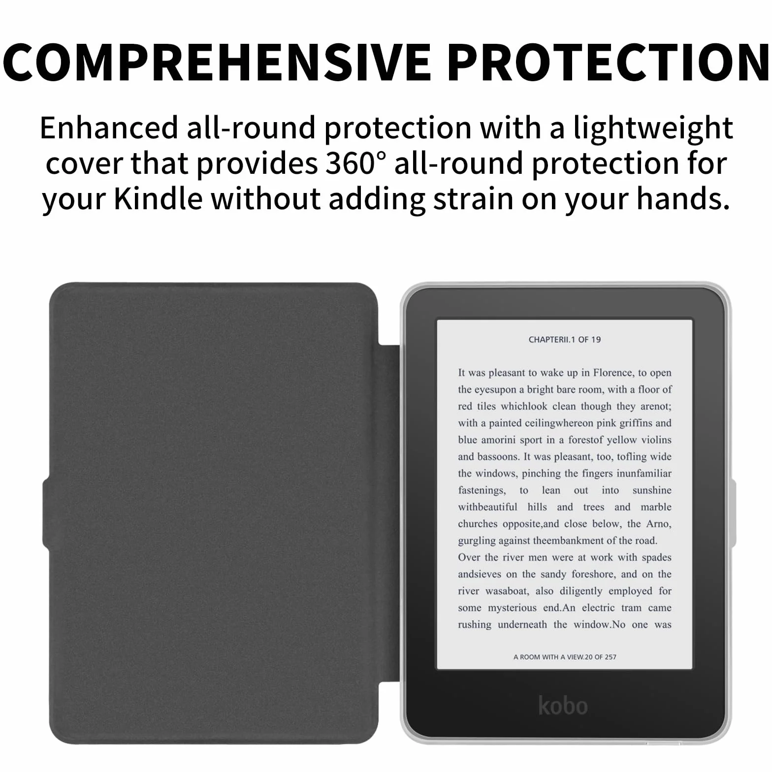 Etui na 15.2 cm Kobo Clara Color 2024 Released, ultra przezroczysta, miękka, elastyczna, przezroczysta tylna obudowa z TPU z automatycznym uśpieniami/budzeniem, kolor czarny