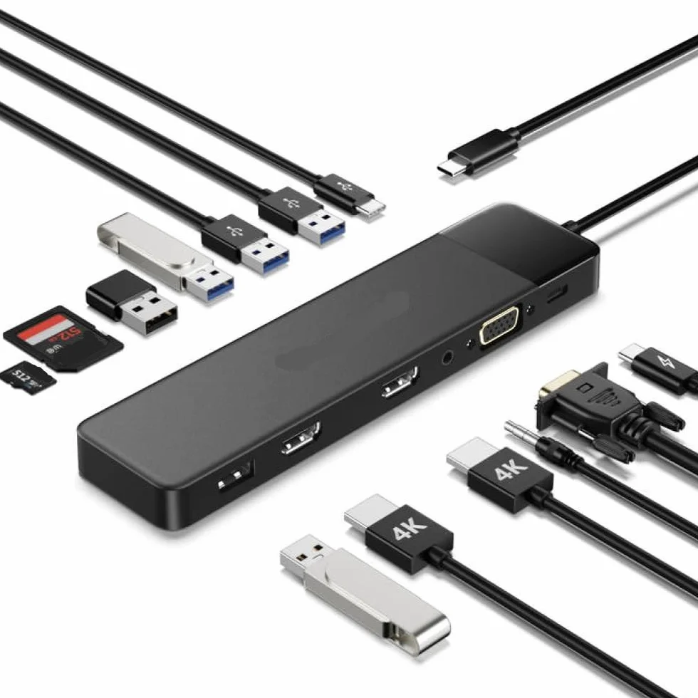 Hub USB C 13 w 1 stacja dokująca 4K 30Hz HDMI USB3.0 PD100W RJ45 VGA SDTF rozdzielacz USB kompatybilny z laptopem Pro Air