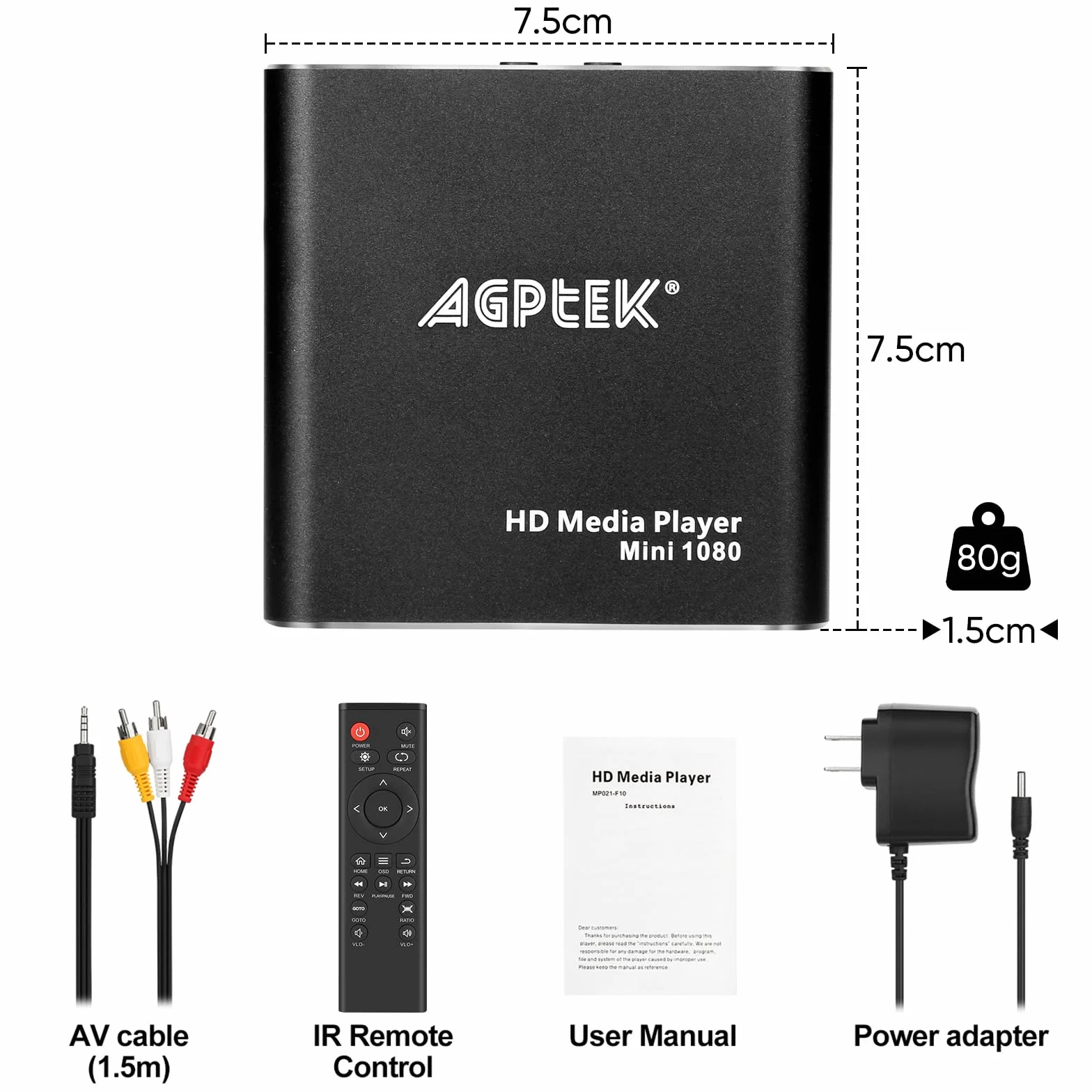 Odtwarzacz multimedialny HDMI, Mini 1080p Full-HD Ultra HDMI Cyfrowy odtwarzacz multimedialny dla -MKV/RM- dysków twardych USB i kart SD