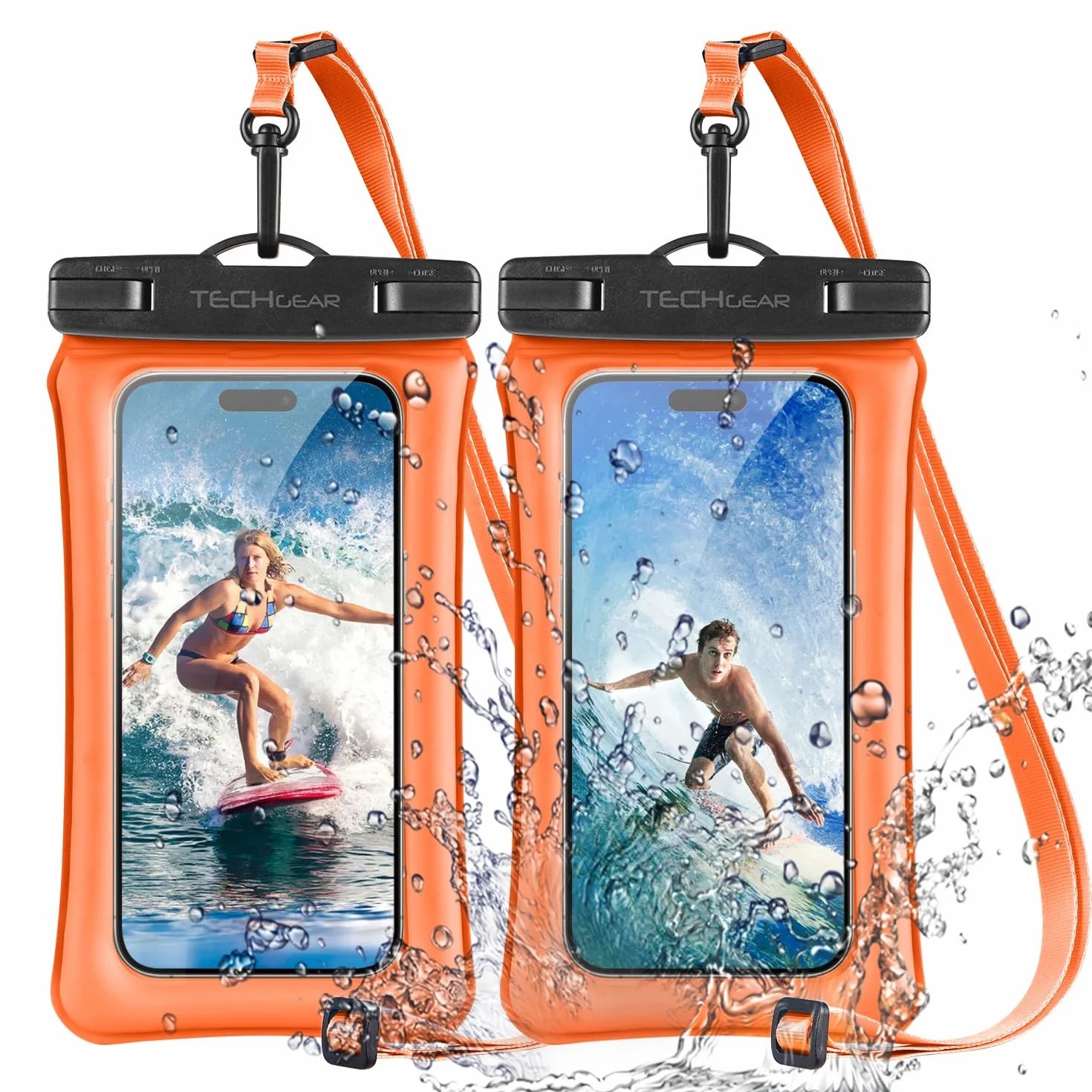 TECHGEAR Wodoodporne etui na telefon IPX8 pływające z smyczą kompatybilne iPhone 16e 16 15 14 13 12 Samsung Galaxy S25 S24 S23 Ultra A16