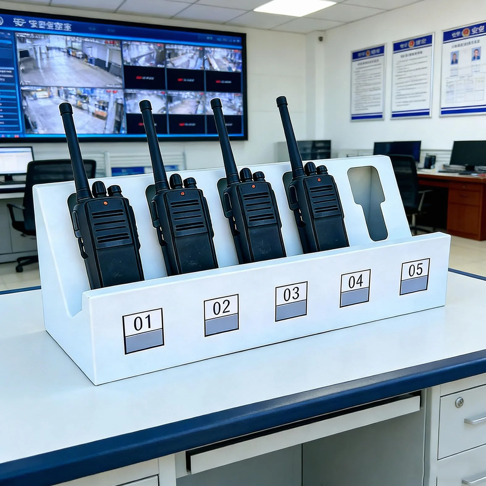 Uchwyt na krótkofalówki, organizer na radiotelefony dwukierunkowe, wytrzymały stalowy stojak na krótkofalówki, uniwersalna stacja ładowania krótkofalówek dwukierunkowych do magazyn