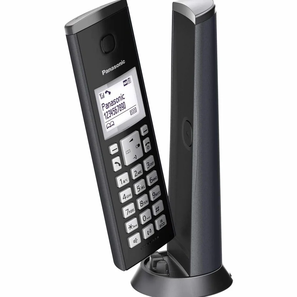 Panasonic KX-TGK220GM designerski telefon bezprzewodowy z automatyczną sekretarką, stacją i słuchawką, zestaw głośnomówiący, biały LCD, blokowanie przeszkadzających połączeń, magnes na słuchawkę,