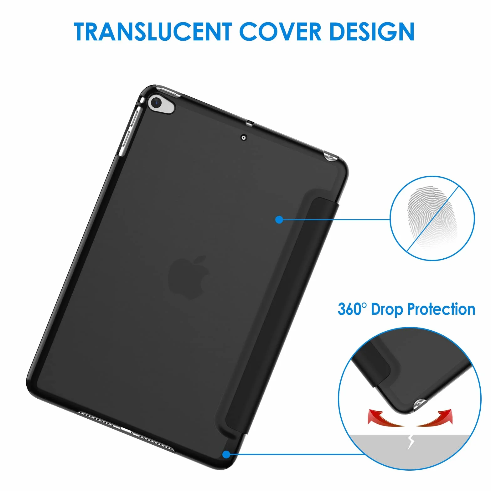 JETech Etui iPad Mini 5 5. Generacja 2019 Automatyczne Budzenie Usypianie Czarny