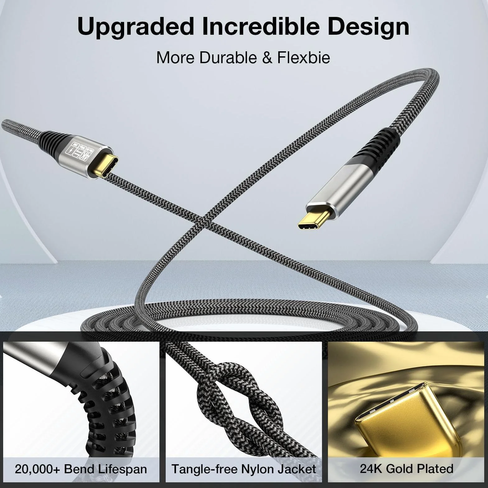 Przewód USB C na USB C PD 3.1 240W 4K 60Hz 0,5m