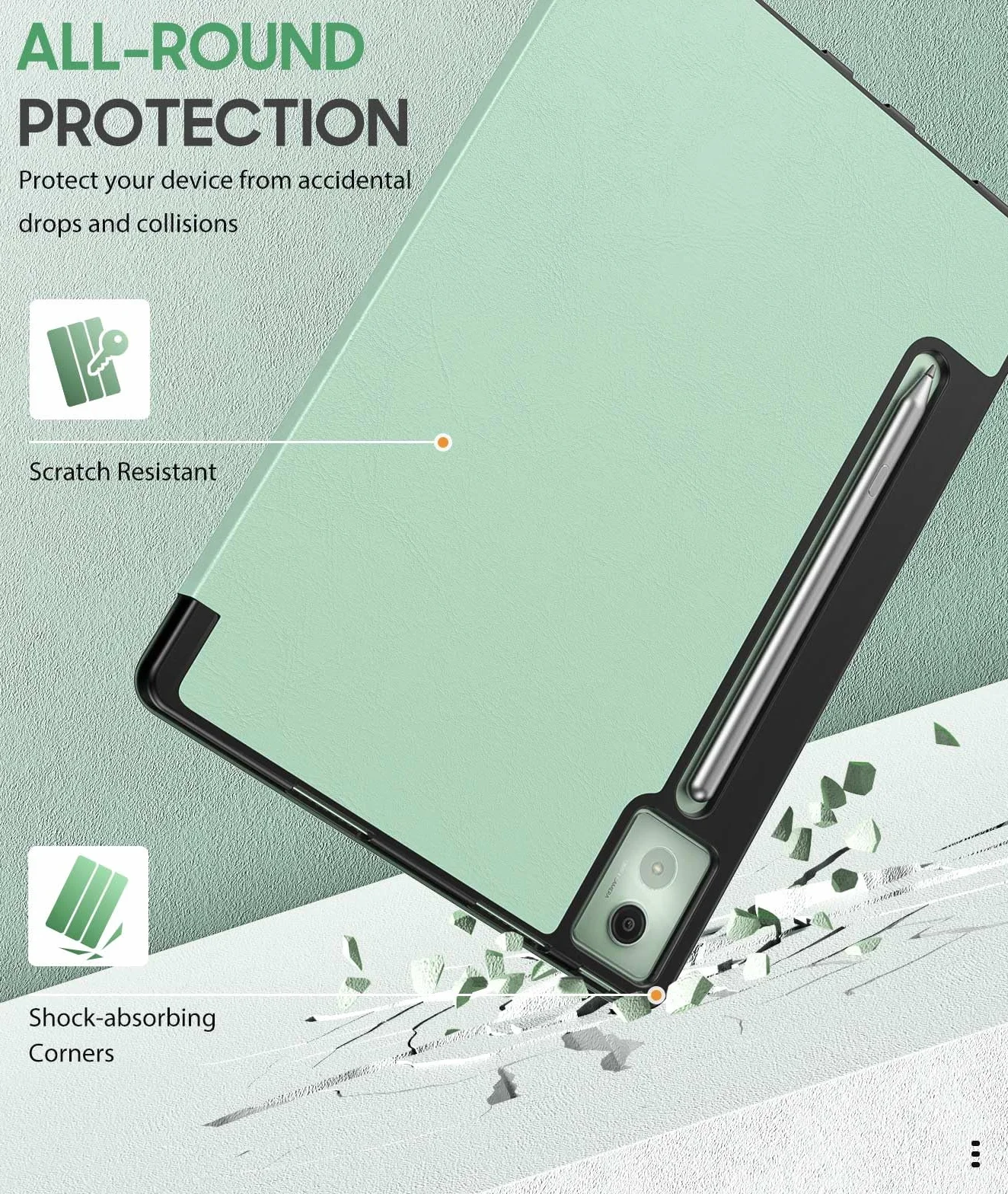 MoKo Case for Lenovo Idea Tab Pro 12.7 Inch 2025 with Stylus Holder, Ultra-Thin Smart Trifold Stand Case with Auto Sleep/Wake, Slim PU Leather Protective for Lenovo Idea Tab/Xiaoxin Pro, Seafoam Green