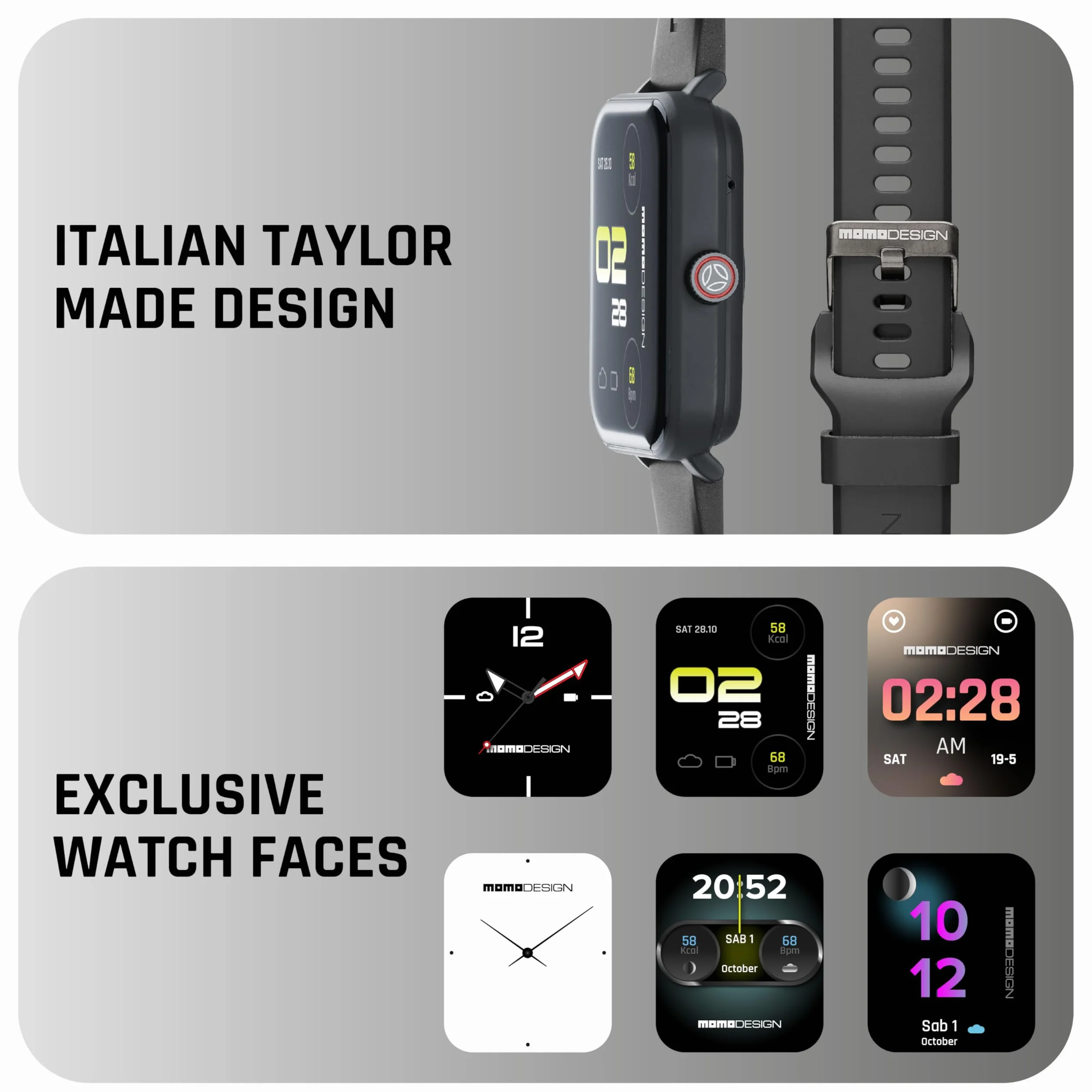 MOMO Design Smartwatch Stealth 1,83" – wyświetlacz TFT – połączenia Bluetooth i śledzenie zdrowia – ochrona przed kurzem i wodą rozbryzgową – czarny