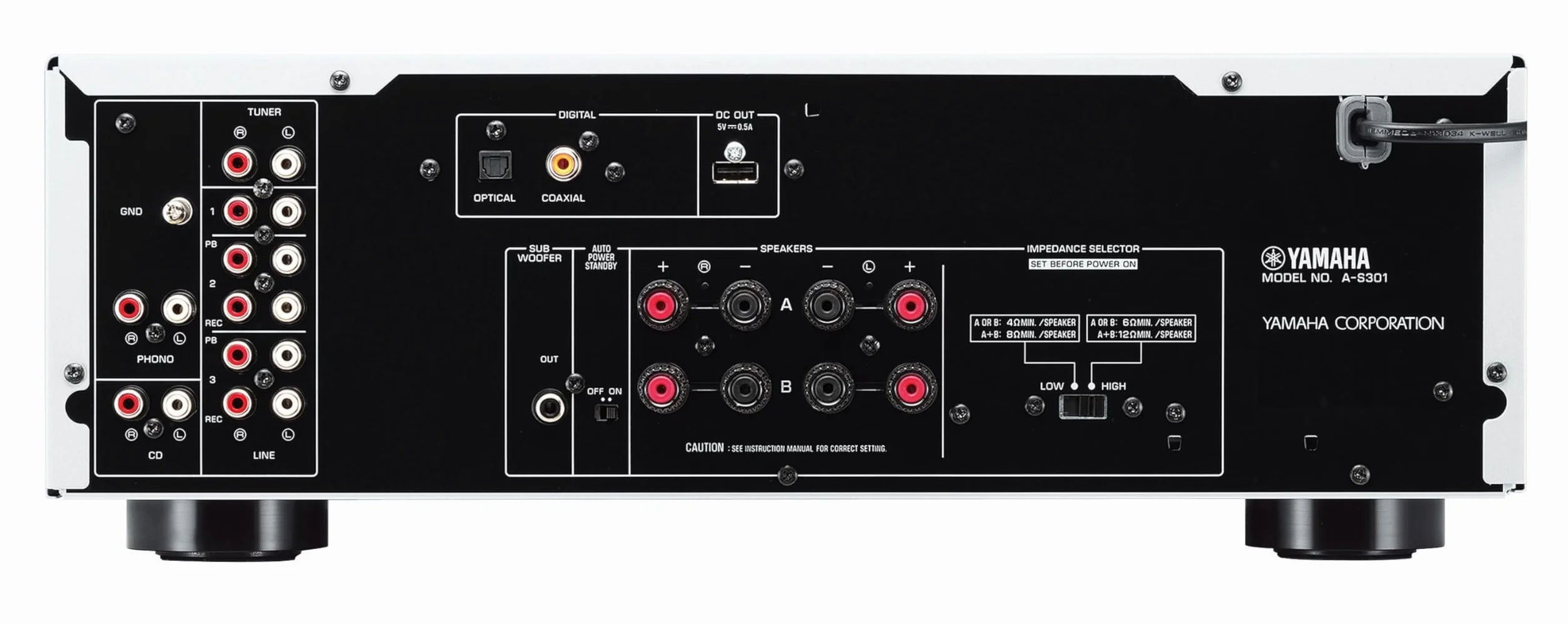 Yamaha A-S301 wzmacniacz stereo z przetwornikiem D/A, srebrny