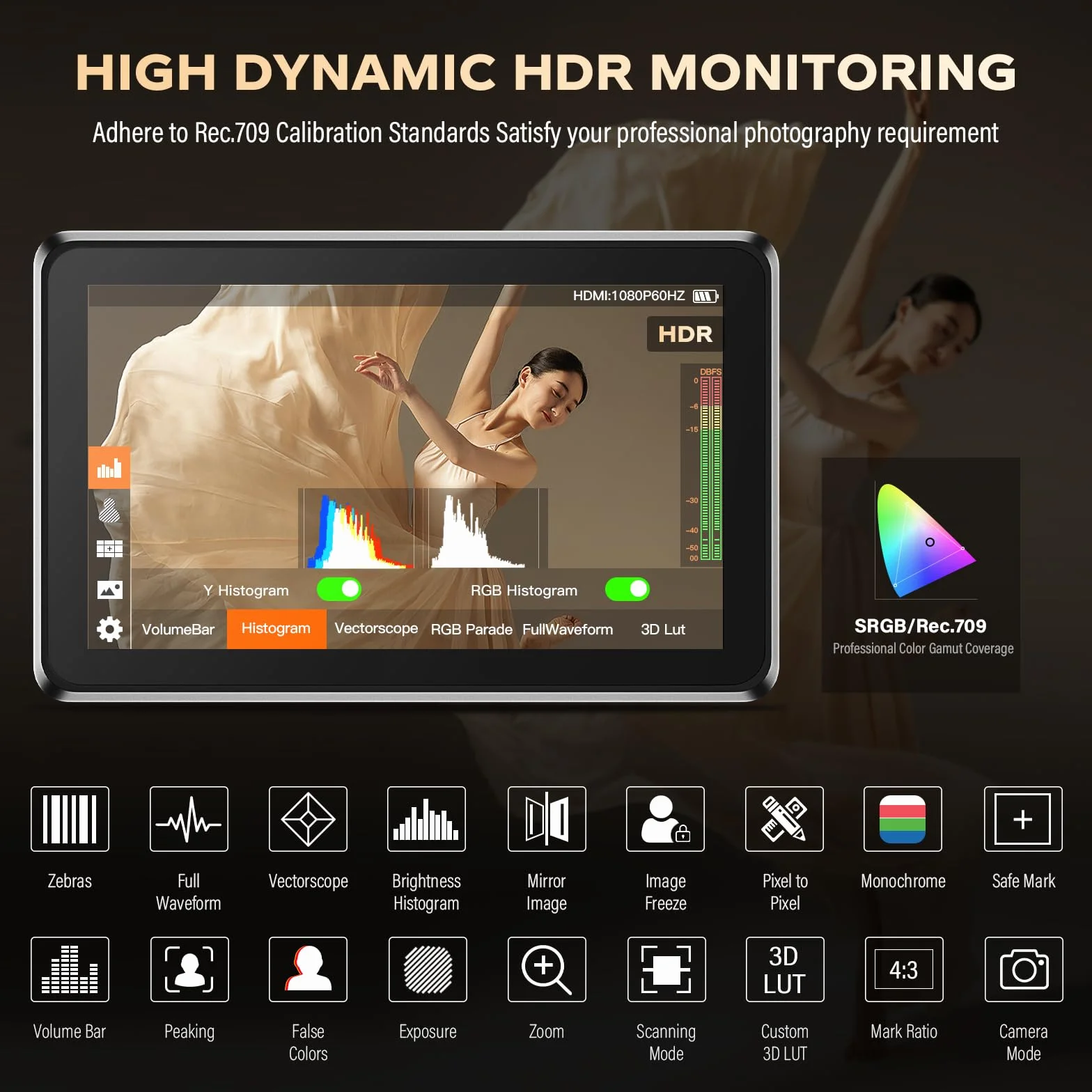 VILTROX DC-X2 DCX2 Rig Cage Kit aparat fotograficzny, ekran dotykowy 2000 Nit 6 cali 4K HDMI Camera Monitor z akumulatorem Full HD 1920 x 1080 IPS 3D LUT z osłoną przeciwsłoneczną do Sony Canon, Nikon
