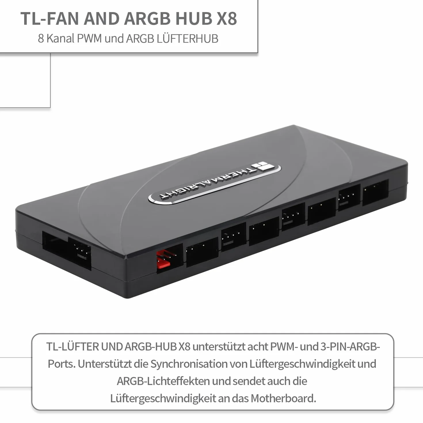 TR-Thermalright TL-Fan and ARGB HUB x8,4pin PWM i 3-pinowy ARGB Interface Hub, łatwe w instalacji sterowanie wentylatorem, obsługa 8 grup wentylatorów
