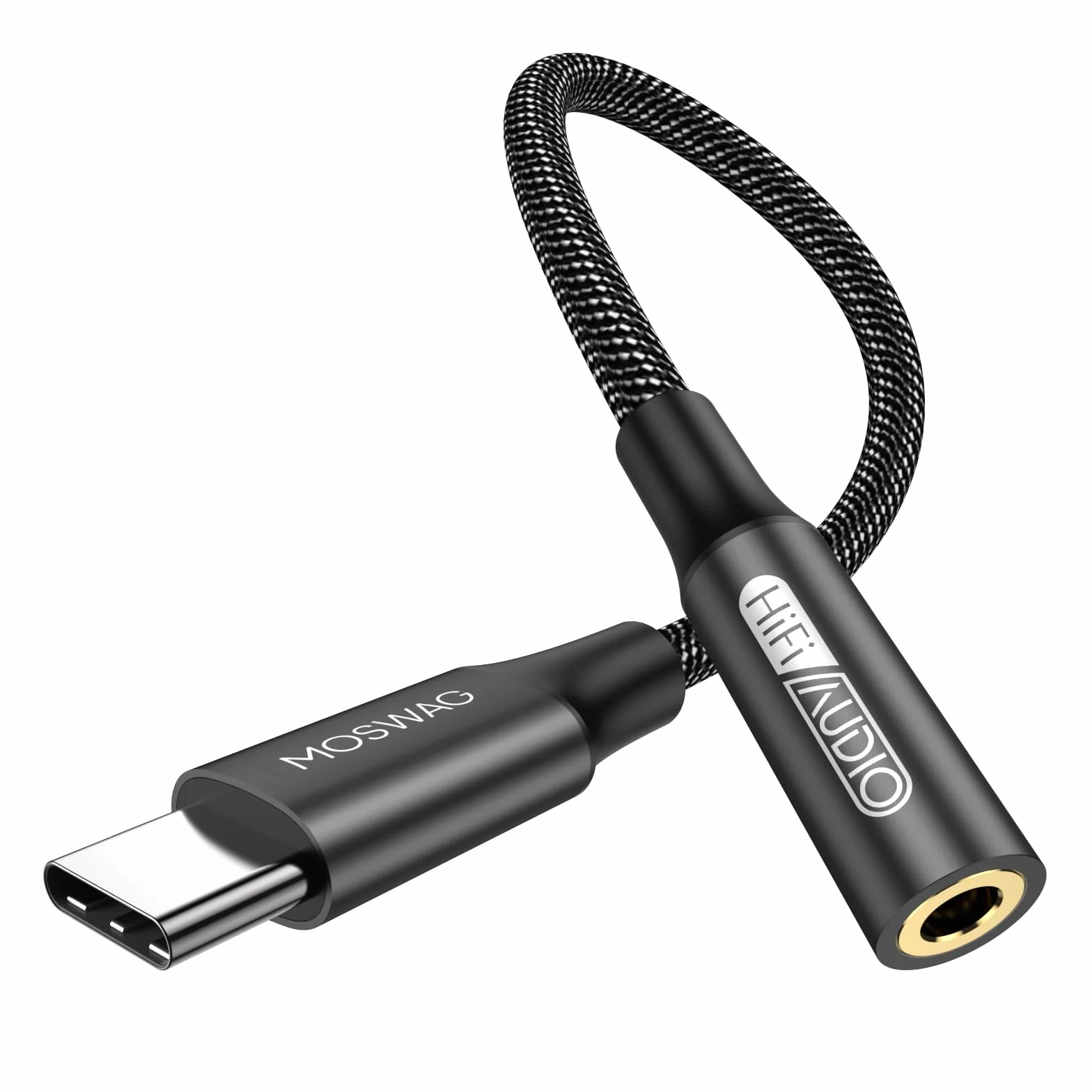 MOSWAG Adapter USB-C na gniazdo słuchawkowe 3,5 mm kabel USB C na Aux do iPhone 16 Pro Max/16 Pro/16 Plus/16/15 Pro/15 Samsung Galaxy S25 S24 S23 S22 S21 S20 Huawei Pixel iPad